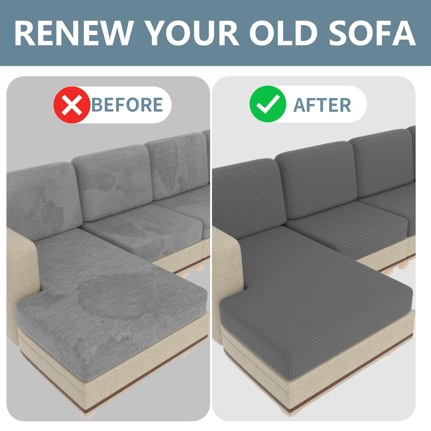 Stretch Couch Cushion Covers for Individual Sofa Seat Cushion,Washable Slipcover for Chair Loveseat Sofa,Furniture Protector Cushion Sofa Cover(Backrest or Seat) BST326H