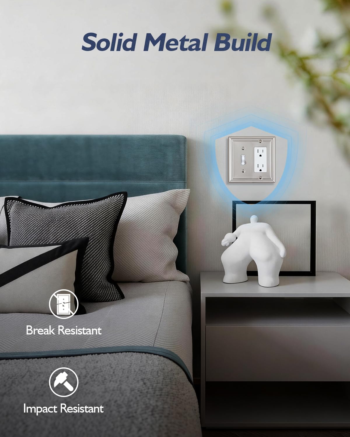 Decorative Metal Wall Plates, Switch Plates Outlet Covers (Off White/1 Decorator 4 Pack) WN420