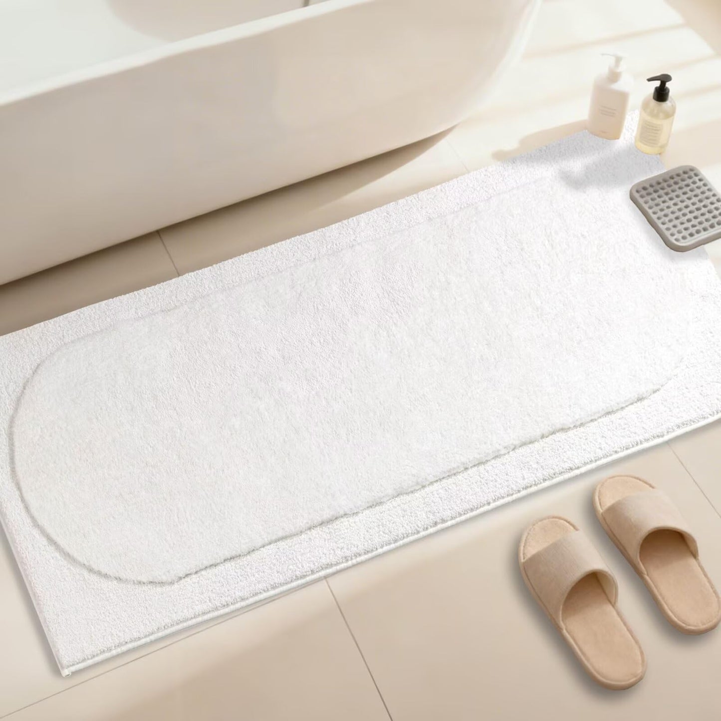 DEXDE Bathroom Rugs Non-Slip Mat for Bathroom Floor Shower,24x16 Beige | Thick Soft Absorbent Bath Mat, Quick Dry Microfiber Rug, Machine Washable Shower Floor Bathroom Mat Home Decor Accessories BST220