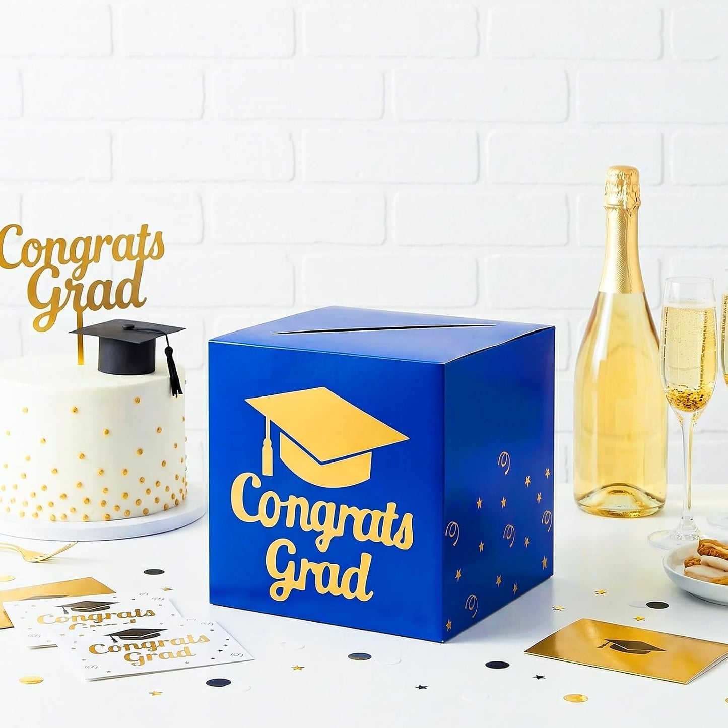 Graduation Cardboard Box Holder Congrats Grad Foldable Ballot Box for Graduation Grad Party Decorations BST220