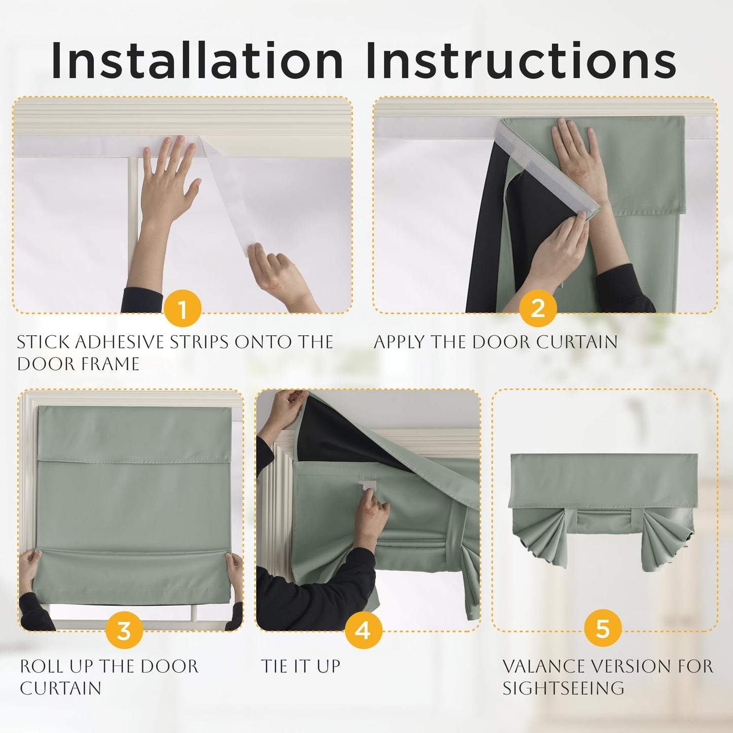 RYB HOME 100% Blackout French Door Curtains for Door Window - Room Darkening No Coating Thermal Insulated Privacy Protection Adhesive Cover for Glass Window, W 26 x L 40, 1 Panel, Black BST220