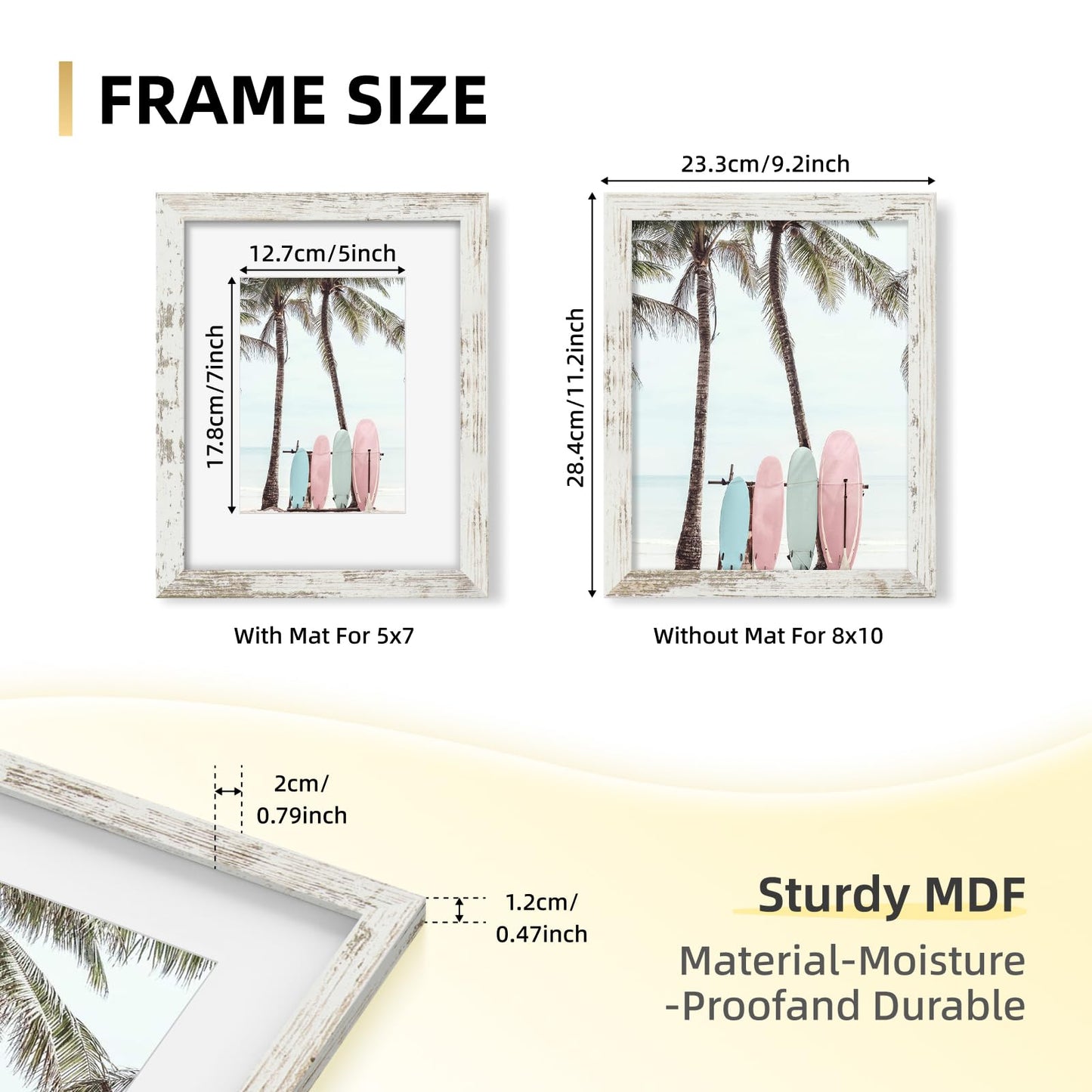 YESKAY 8x10 Picture Frame Set of 9, Display Pictures 5x7 with Mat or 8 x 10 Without Mat, Multi Photo Frames for Wall Mounting or Table Top Display, Blue BST326H