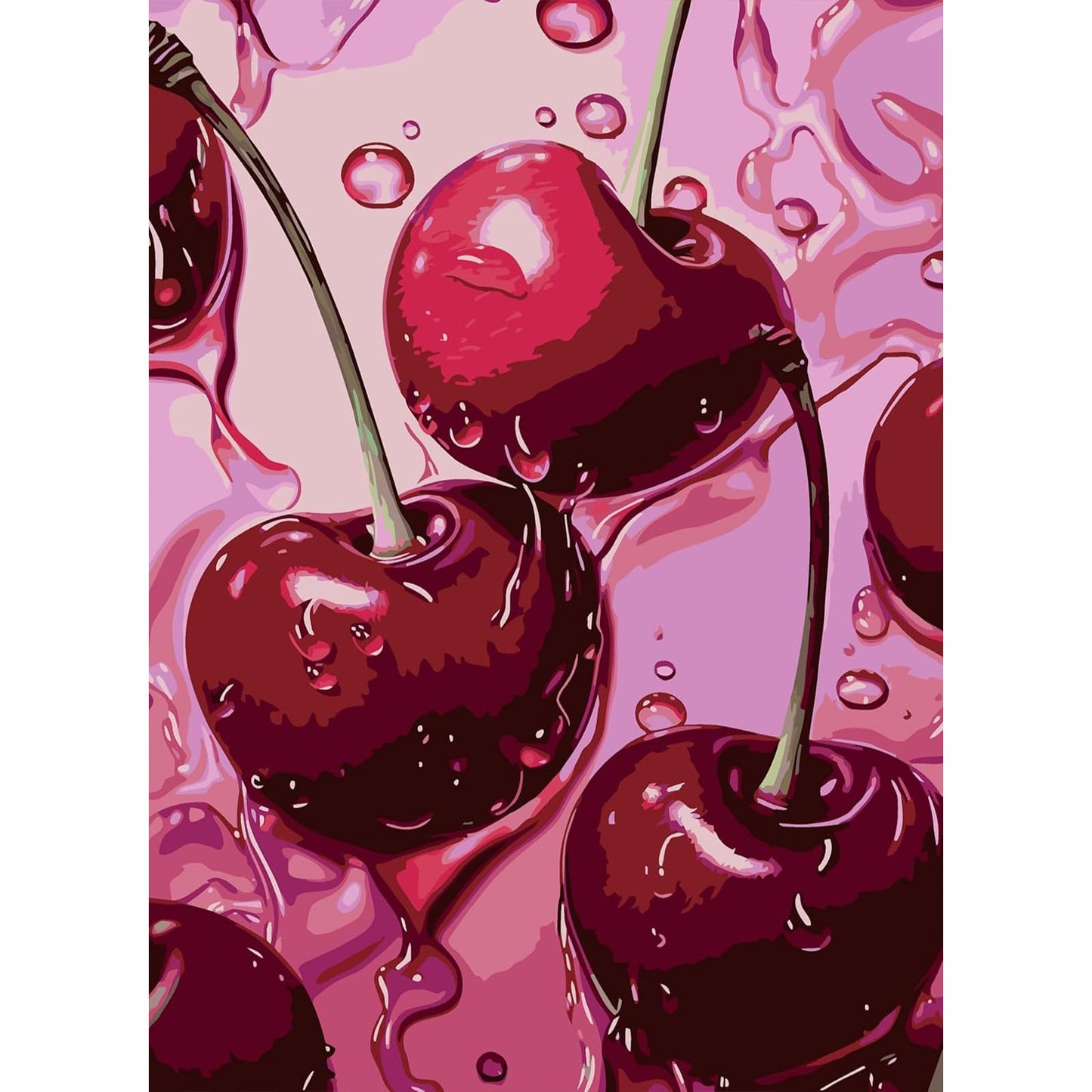 AIBOERL Cherry Diamond Art Kits for Adults,Cherry 5D Diamond Painting Kits for Adults Beginners,DIY Full Round Drill Diamond Dot Painting Gem Art Kits for Adult, Home Wall Decor 12x16Inch BST220