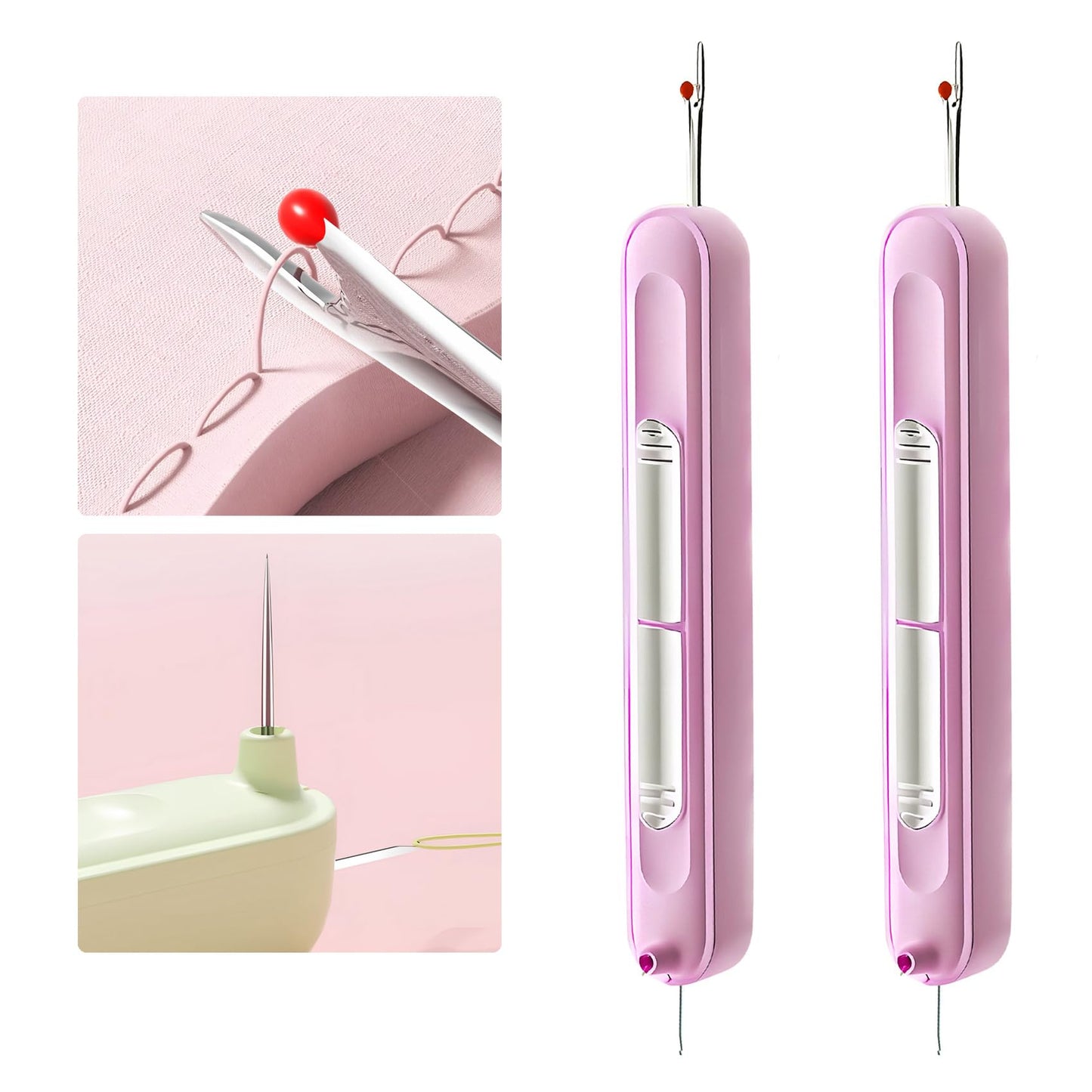 Upgraded 2 in 1 Needle Threaders Seam Ripper,Sewing Supplies,Multifunctional Sewing Tool, Quick Sewing Machine Loop Automatic Needle Threaders (2Pcs-Yellow) BST202