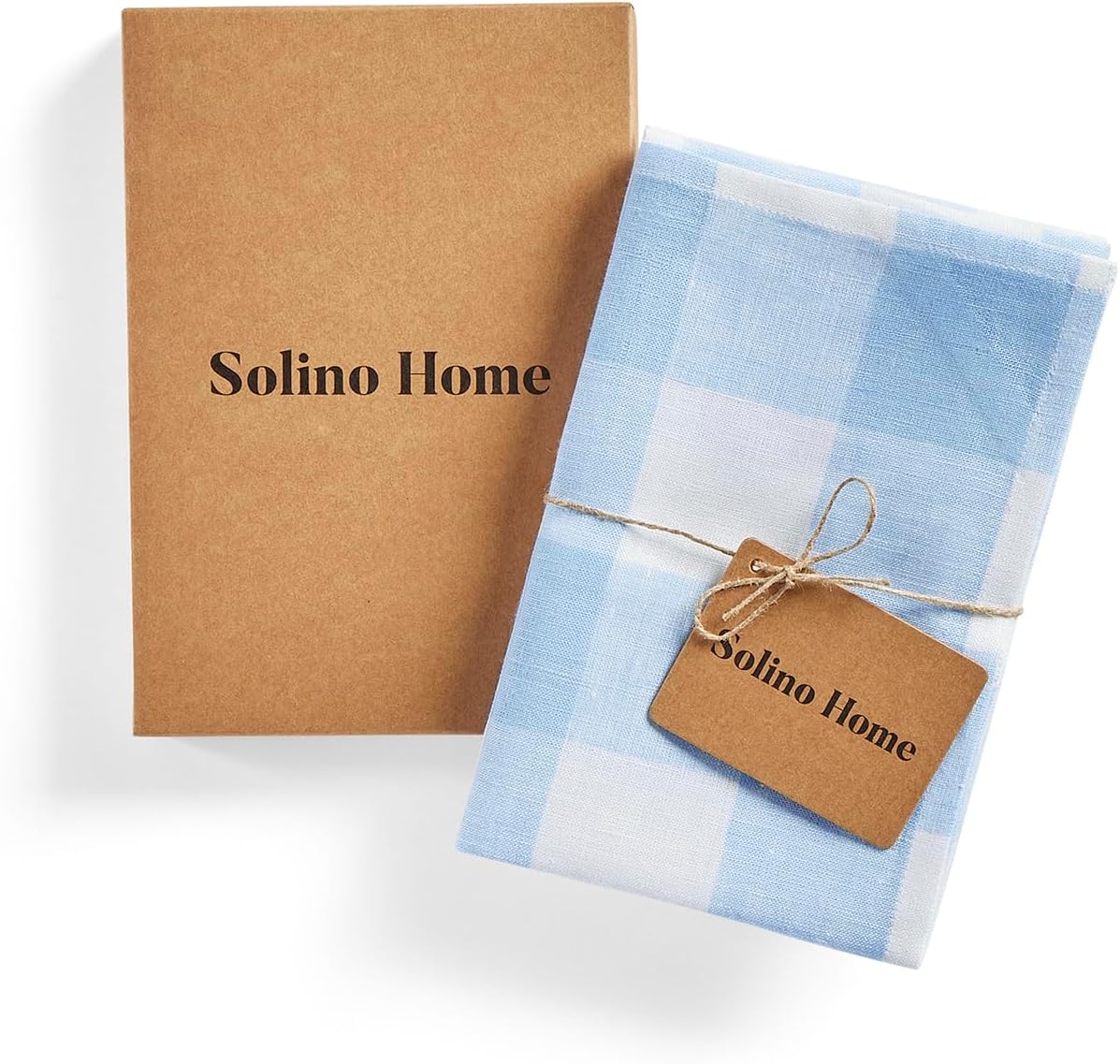 Solino Home 100% Linen Tea Towels Blue Bell Check, 16.5 x 26.5 in, Set of 2 | Buffalo Check Tea Towels absorbent and quick drying; buffalo checkered weave, mitered corners; Pure Linen; OEKO-TEX Certified BST326SOLH