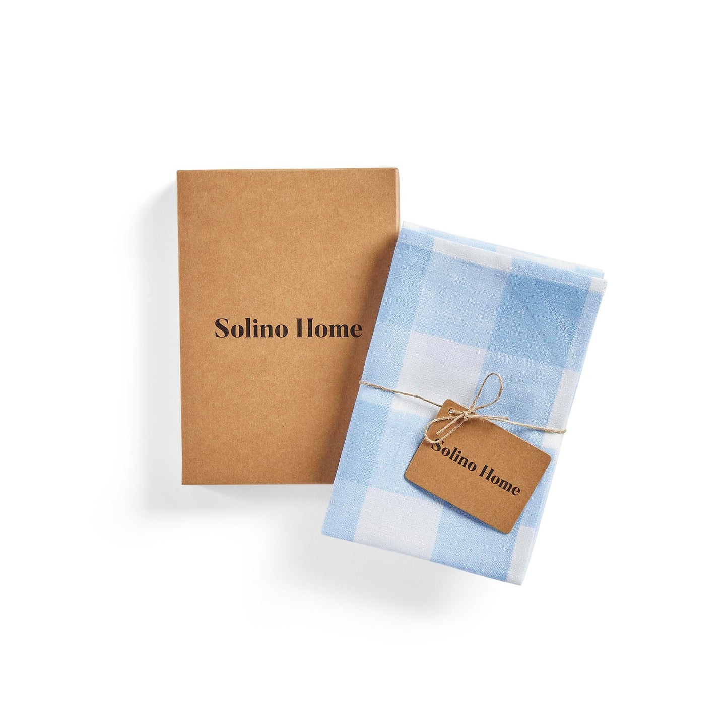 Solino Home 100% Linen Tea Towels Blue Bell Check, 16.5 x 26.5 in, Set of 2 | Buffalo Check Tea Towels absorbent and quick drying; buffalo checkered weave, mitered corners; Pure Linen; OEKO-TEX Certified BST326SOLH