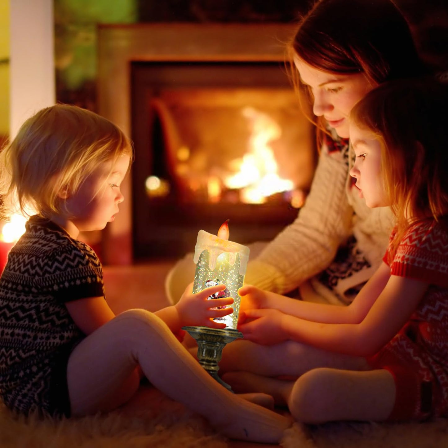 AOMIL Christmas Flameless Candles, Flickering LED Candles with Timer, Snow Globe Candle Lights for Christmas Decorations BST220