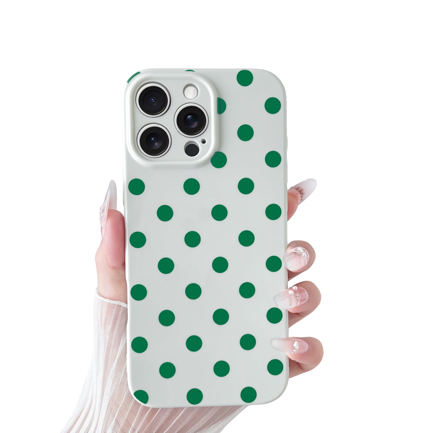 Skyseaco Compatible with iPhone 15 Case Cute Polka Dot Phone Case Soft Slim TPU Shockproof Phone Cover Full Camera Protection for Women Girls - Black WN420