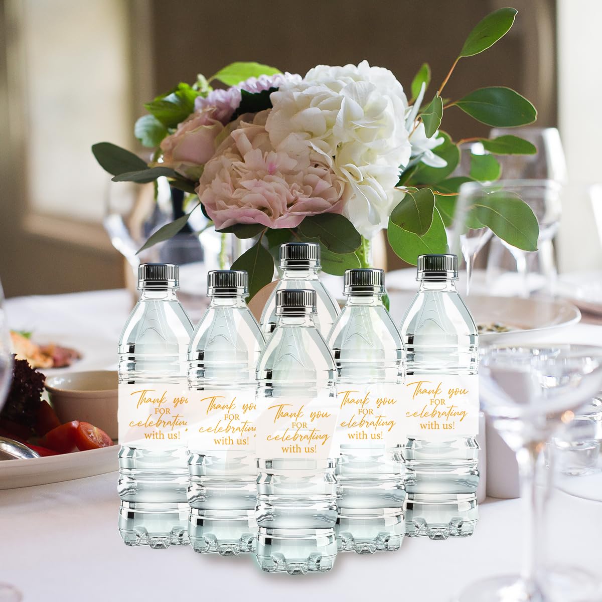 100 Pcs Wedding Water Bottle Labels Floral Wedding Bottle Stickers | Water Bottle Labels Sticker for Wedding Bridal Shower Prom Graduation Party Table Decoration Supplie BST326H