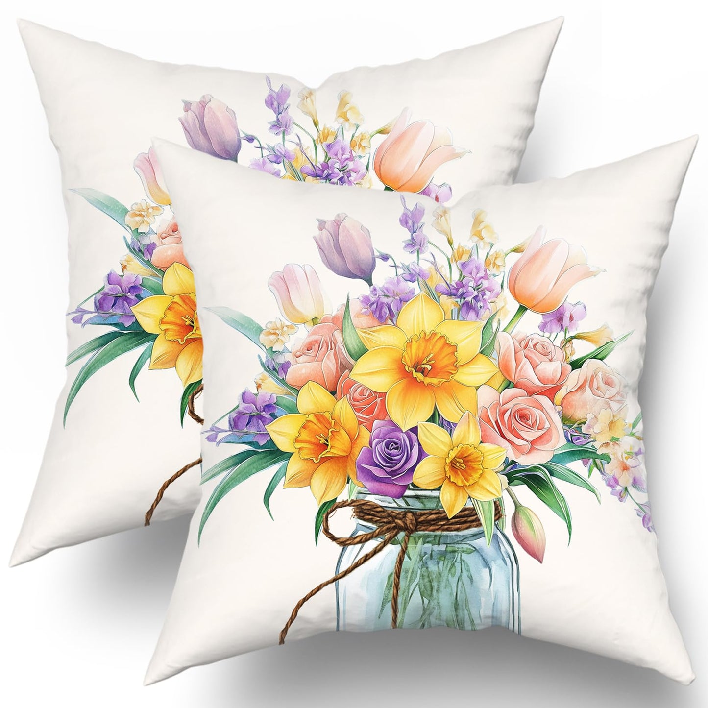 Fall Pumpkin Throw Pillow Cover 18x18inch Set of 2 Autumn Maple Leaf Pillowcases Orange Fall Leaves Cotton Cushion Case for Thanksgiving Farmhouse Home Couch Sofa Patio Decor BST202