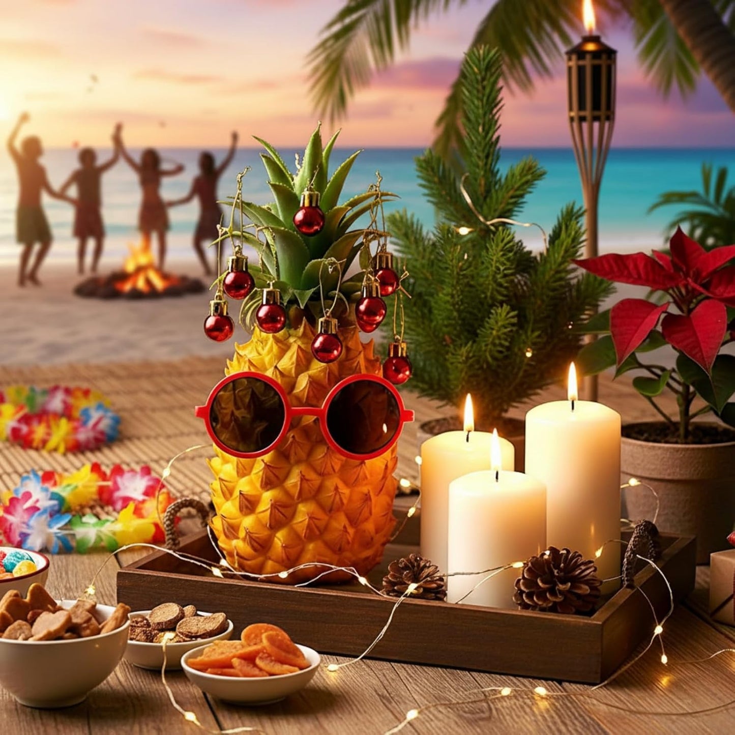 6 Sets Accessories for Pineapple Summer Christmas Tree 72 Shatterproof Mini Balls & 6 Sunglasses WN420