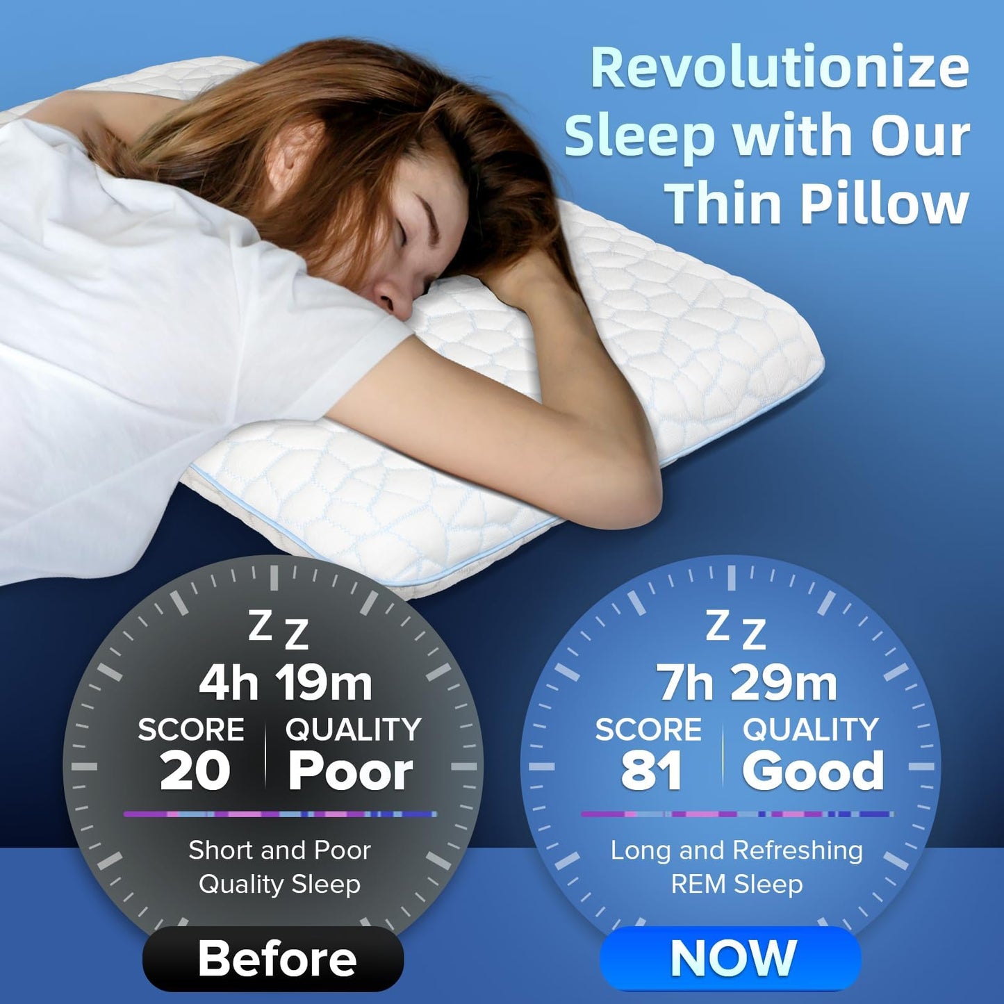 SUPA MODERN Stomach Sleeping Pillows for Back & Stomach Sleeper, Flat Soft Pillows for Sleeping Thin Memory Foam Pillow,Cooling Ultra Low Profile Memory Foam Pillow 1.75-Inches