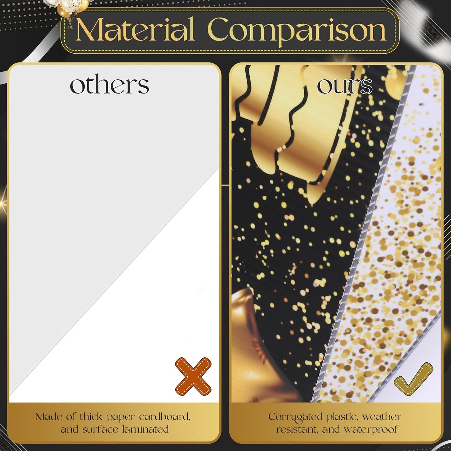 RUMIA 50th Birthday Greeting Card Large 50th Birthday Decorations Giant 50th Birthday Card Giant 50th Birthday Guest Signature Guest Book Black Gold 50th Birthday Party Decoration for Men Women WN420