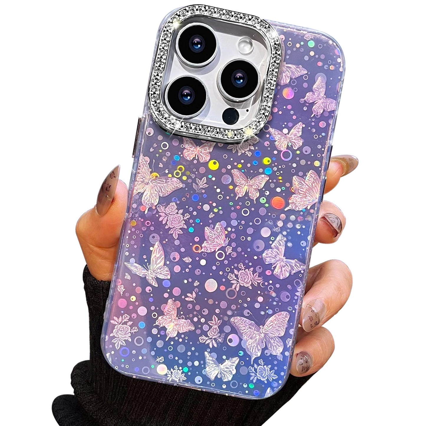 I-MGAE-IN-AR Compact Case for iPhone 16 Holographic Cloud Design,Cute Trendy Soft Slim TPU Shockproof Protective Phone Cases Cover for Women Girls Aesthetic Glitter WN420