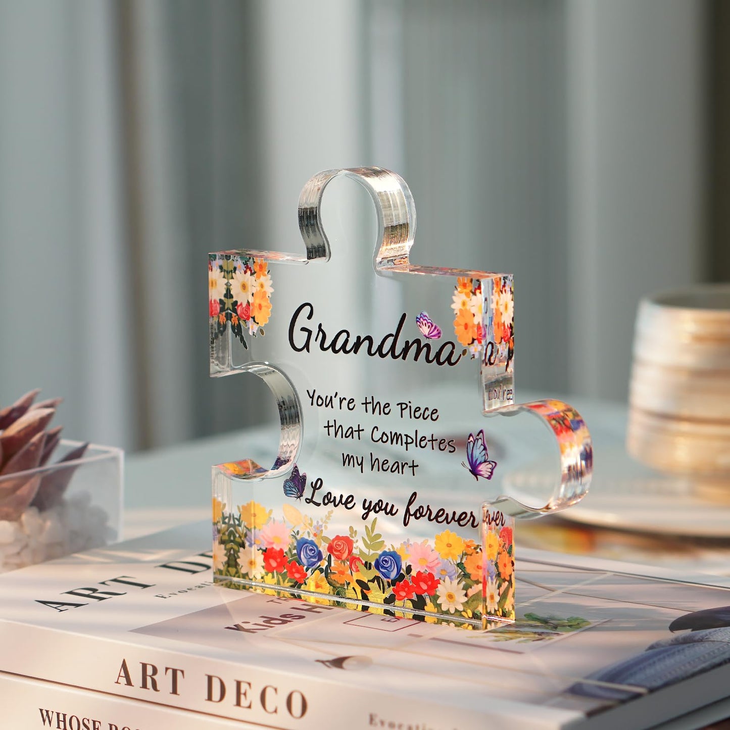 ADDWel Mothers Day Gifts for Grandma - Great Grandma Gifts from Grandkids - Cute Presents for Grandma Birthday Christmas Stocking Stuffers Thanksgiving - Fancy Engraved Acrylic Block Puzzle Piece BST326H