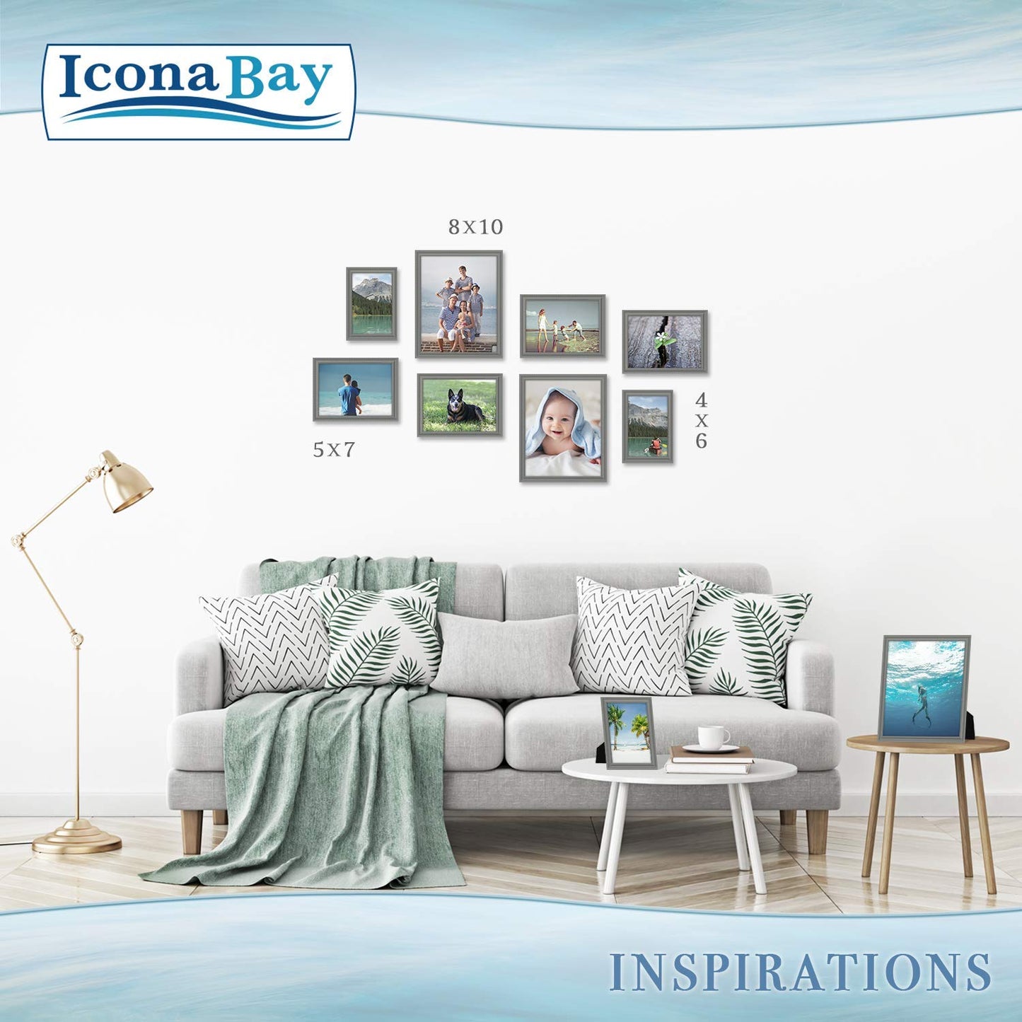 Icona Bay Combination White Picture Frames Set - 10 PC (Five 4x6, Three 5x7, Two 8x10), Inspirations Collection Multi-Pack for Contemporary Wall Gallery BST220