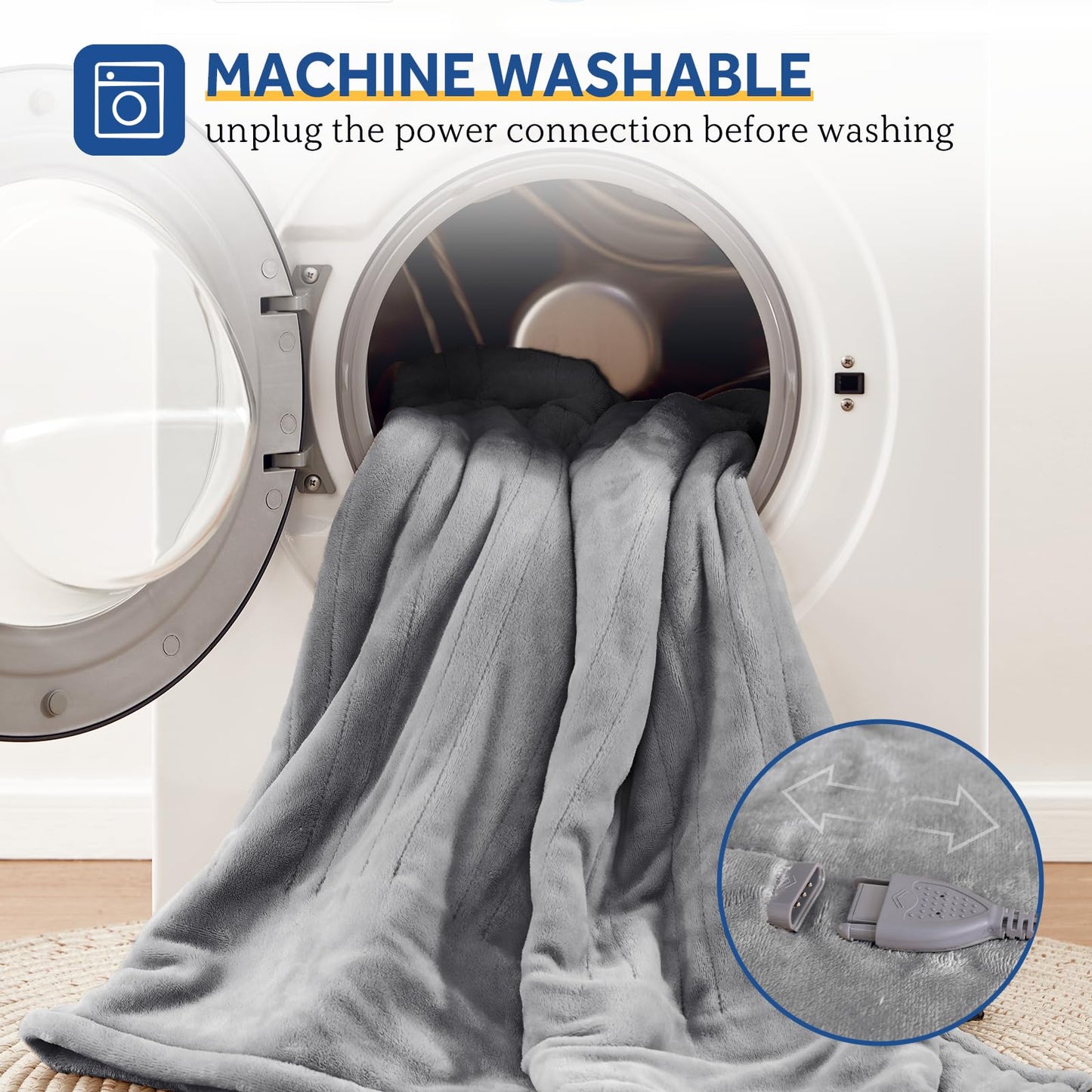 Sealy Heated Electric Blanket Queen Size, Flannel Electric Blanket with 10 Heating Levels & 1-12 Hours Auto Shut Off, Fast Heating Warming Blanket, Machine Washable, Grey, 84 x 90 Inch