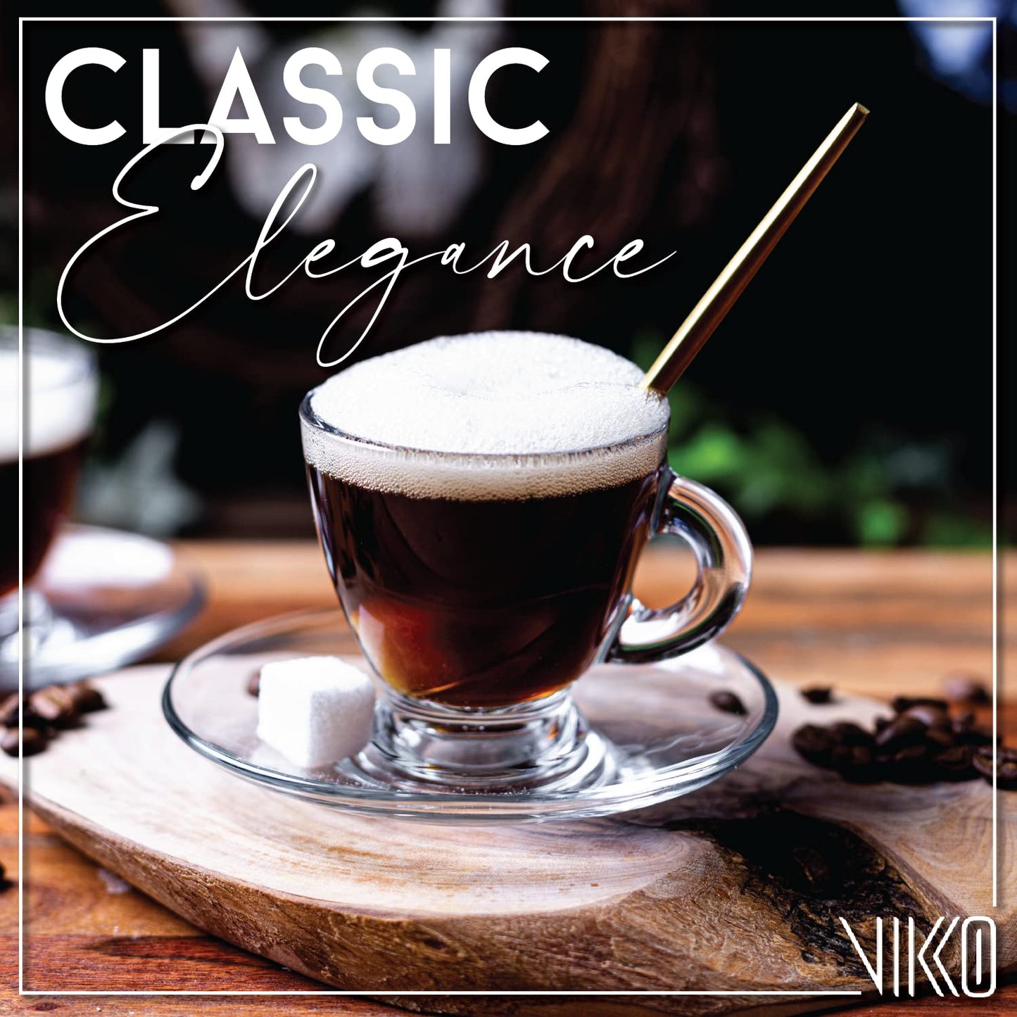 Vikko Espresso Cups, 3.25 Ounce Small Coffee Mugs, Set of 4 Clear Glass Coffee Mug, Durable Dishwasher Safe Glass Cups for Coffee or Tea BST220