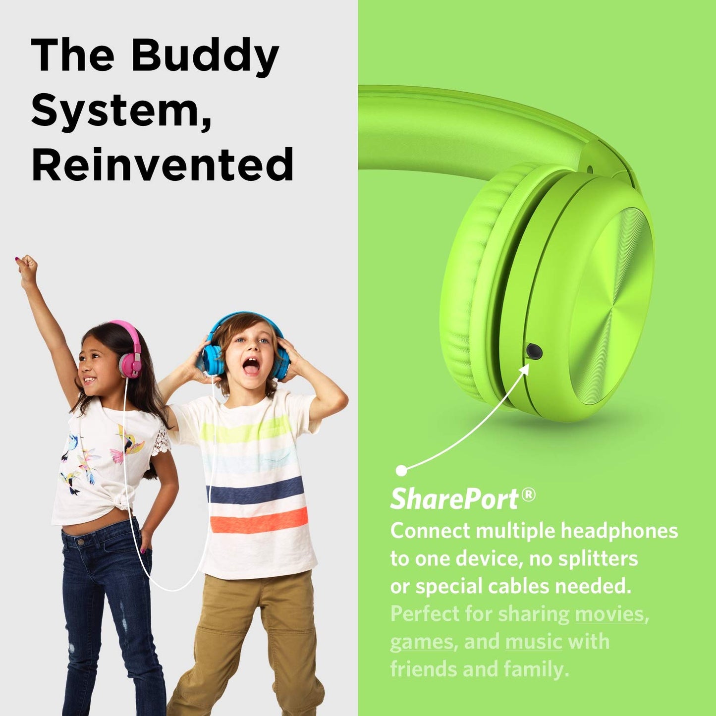 LilGadgets Connect+ Pro Wired Kids Headphones for School with Microphone, Volume Limiting Over-Ear Headset with Cord, SharePort Technology & SoftTouch Padding, Blue