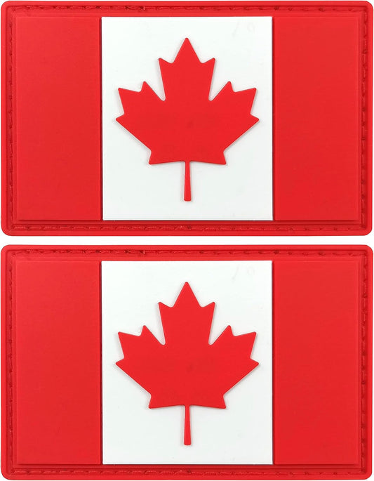 JBCD Canada Flag Patch Canadian Tactical Patch - PVC Rubber Hook and Loop Fastener Patch, 2 Pack BST220