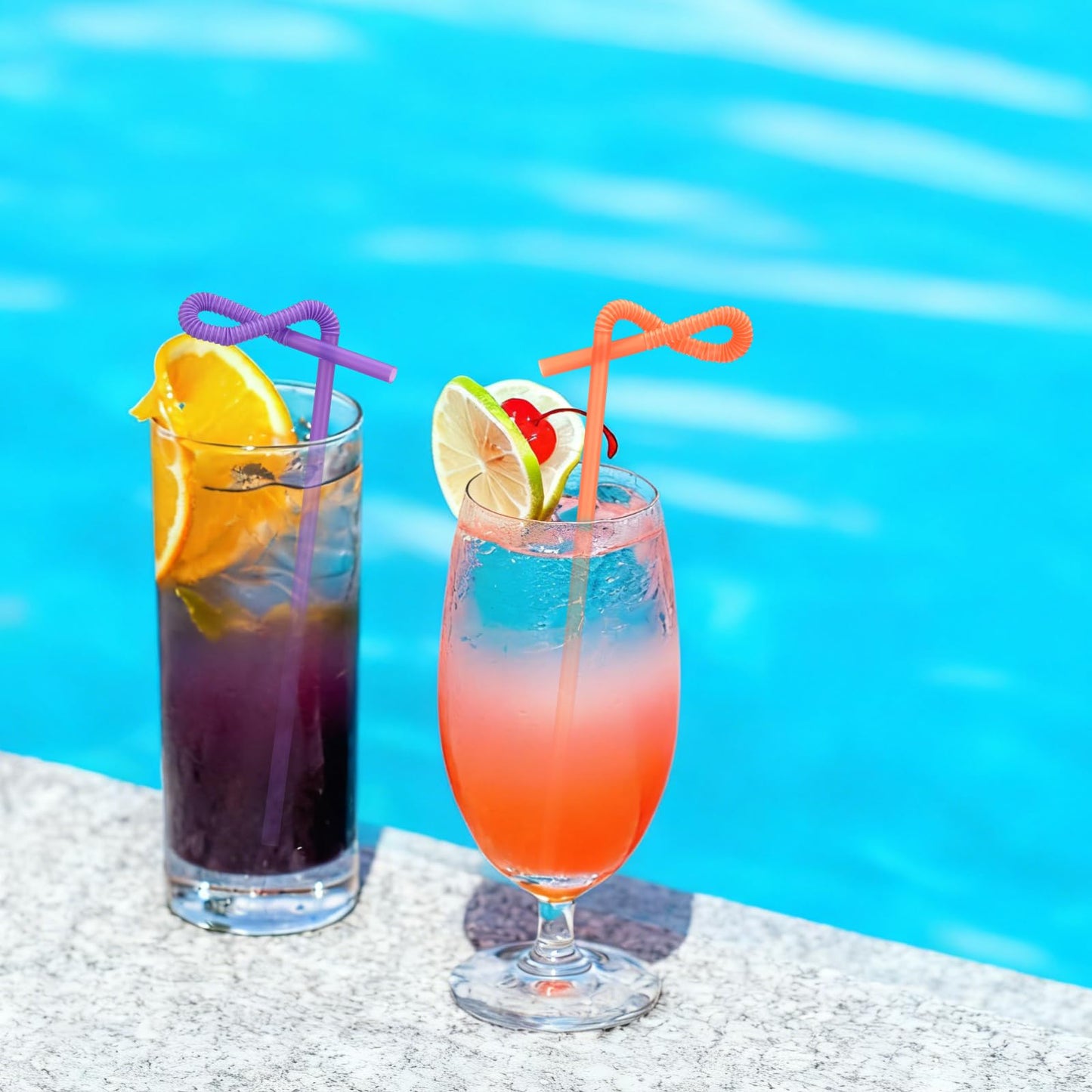 Qinyoung 200 Pcs Flexible Plastic Straws, Disposable Bendy Drinking Straws, 13" Extra Long Fancy Drinking Supplies for Summer Party Party Decoration Juice Restaurants Cafe Bars Birthday(Clear) WN420