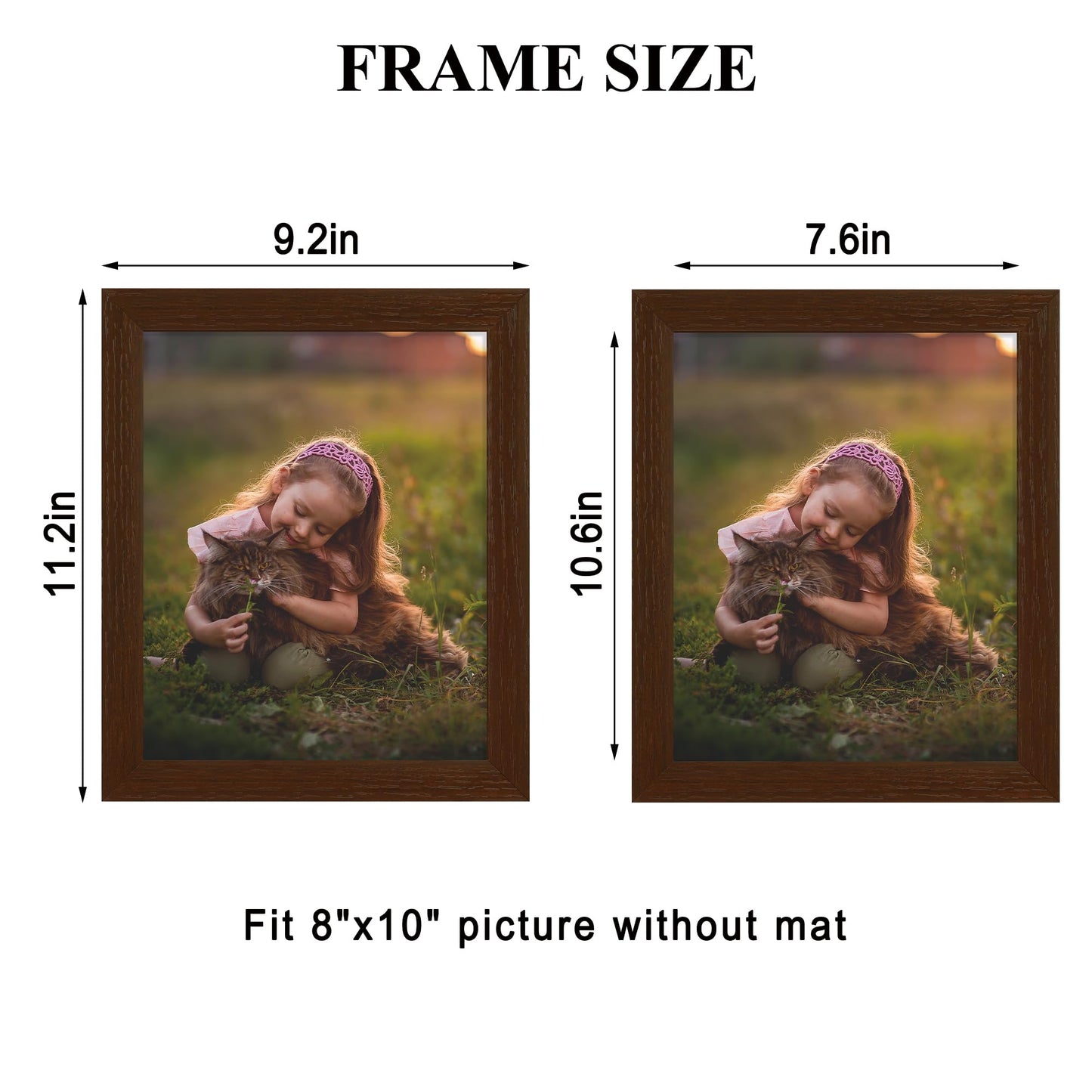 YESKAY 12x16 Picture Frame - 12 x 16 Photo Frame Made of Solid Oak Wood and Real Glass,Display Picture 4 Opening 5x7 with Mat or 12x16 Without Mat for Wall Mounting(Color Walnut) BST326H