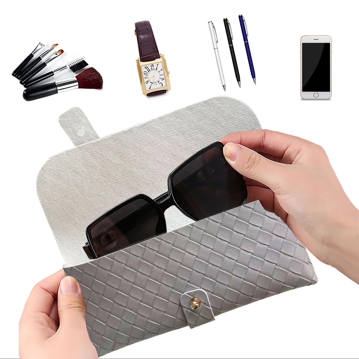 Glasses storage bag Travel sunglasses myopia glasses storage bag Fashion leather storage bag WN420