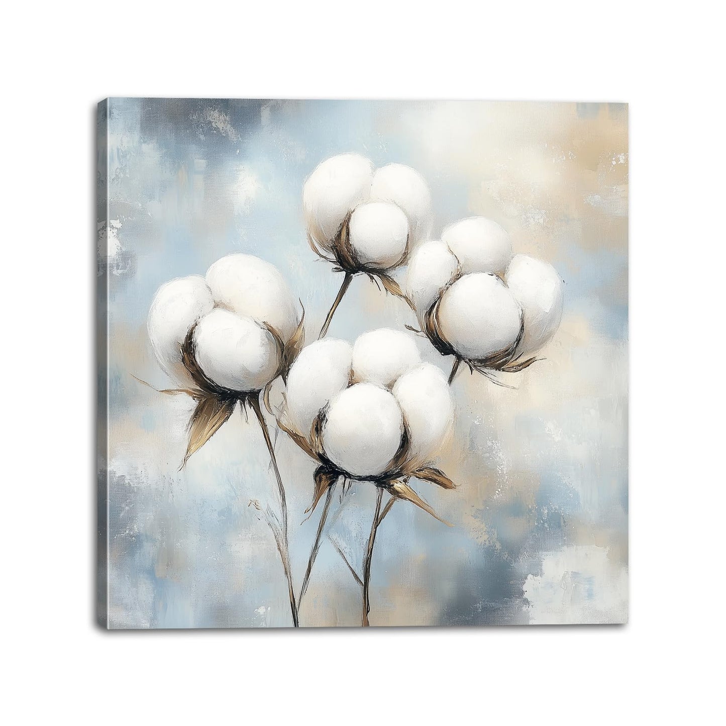 Cotton Canvas Wall Art Rustic Flower Pictures Wall Decor Country Farmhouse Floral Painting Prints Botanical Poster for Living Room Bedroom Bathroom Kitchen Decor Framed(Farm-2,12L x 12W) BST326H