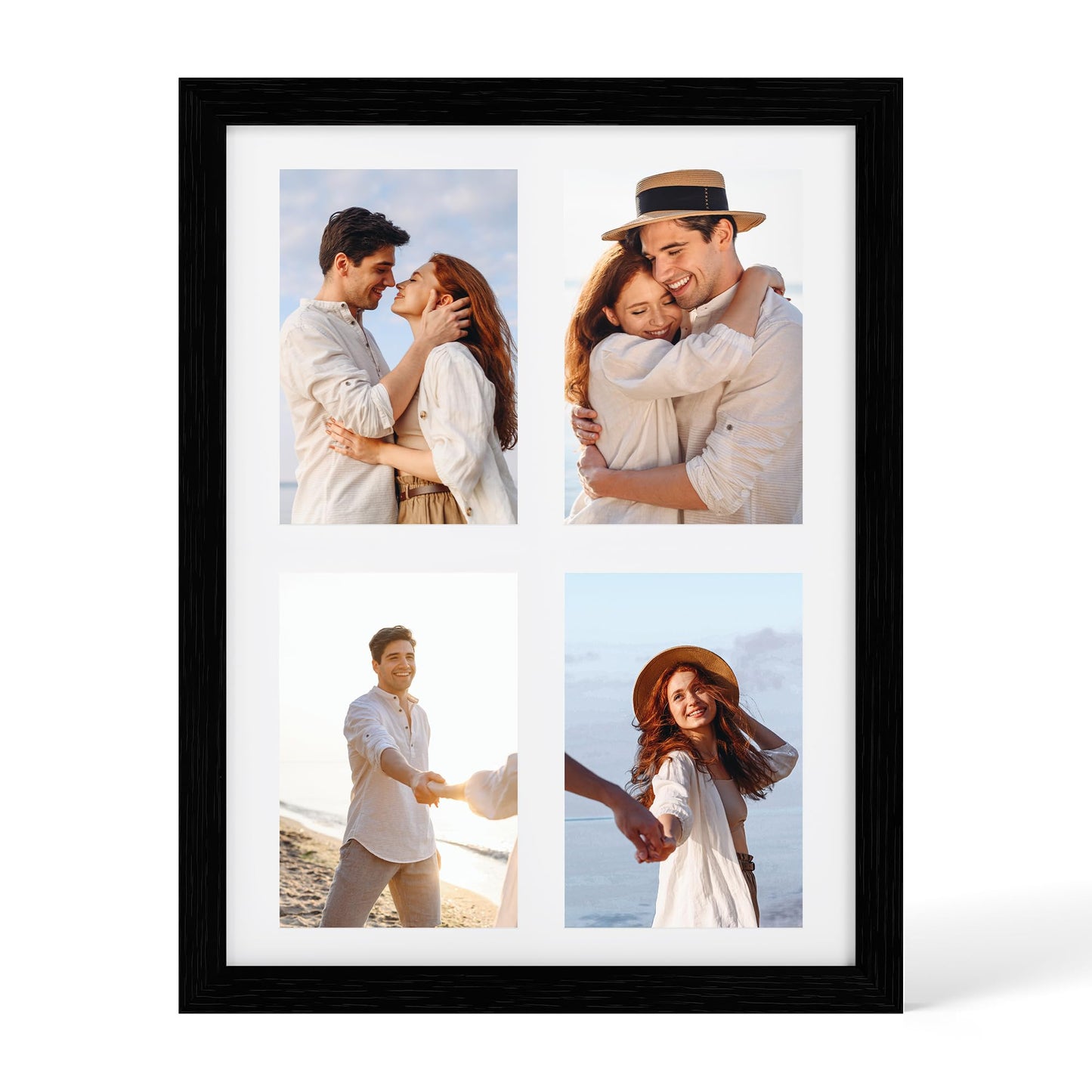 YESKAY 12x16 Picture Frame - 12 x 16 Photo Frame Made of Solid Oak Wood and Real Glass,Display Picture 4 Opening 5x7 with Mat or 12x16 Without Mat for Wall Mounting(Color Walnut) BST326H