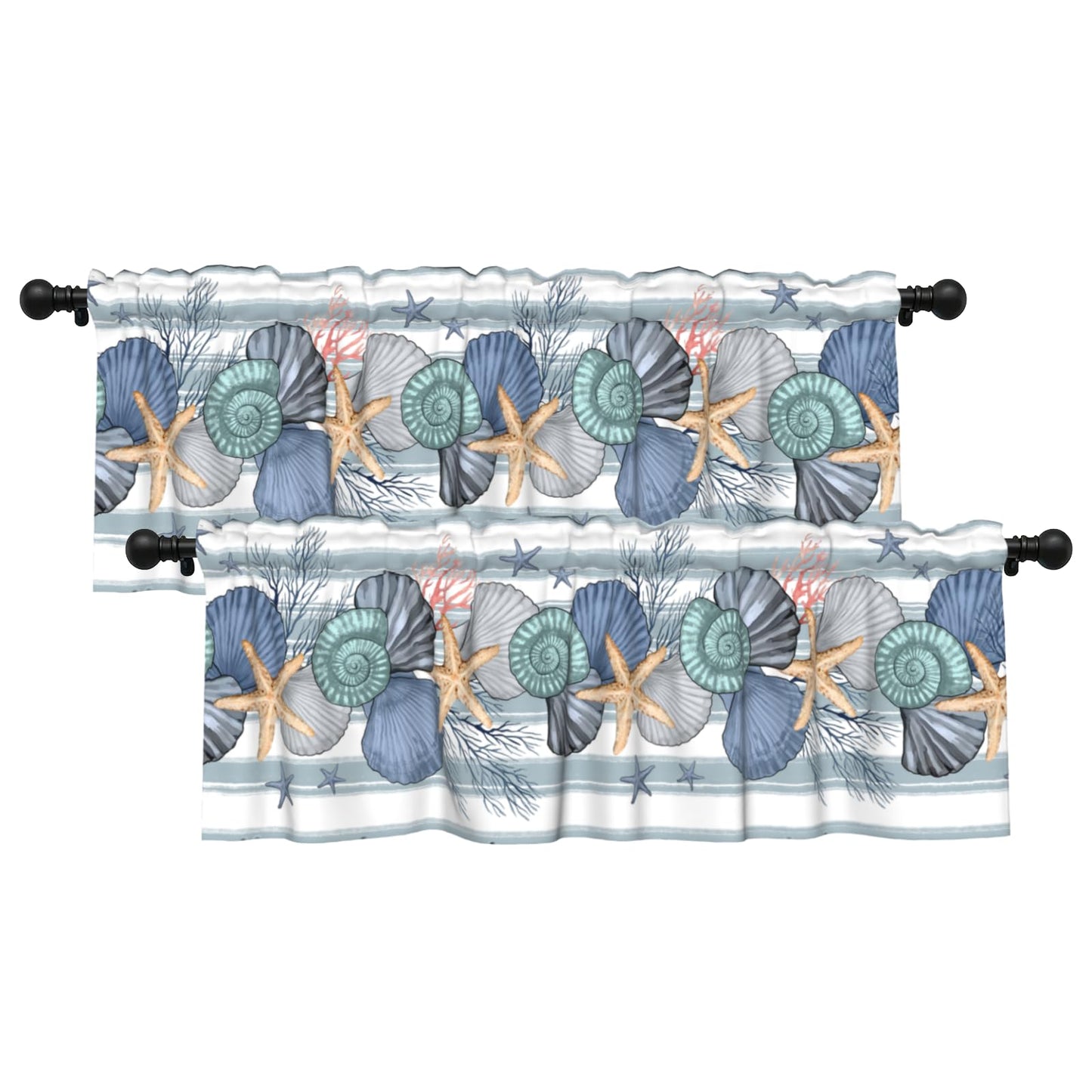Patriotic Valance for Kitchen 2 Pack 54"x18" American Flag Curtains for Windows Red White Blue Stars 4th of July Independence Day Eucalyptus Leaf Window Treatment Rod Pocket Valance for Home Decor BST326L