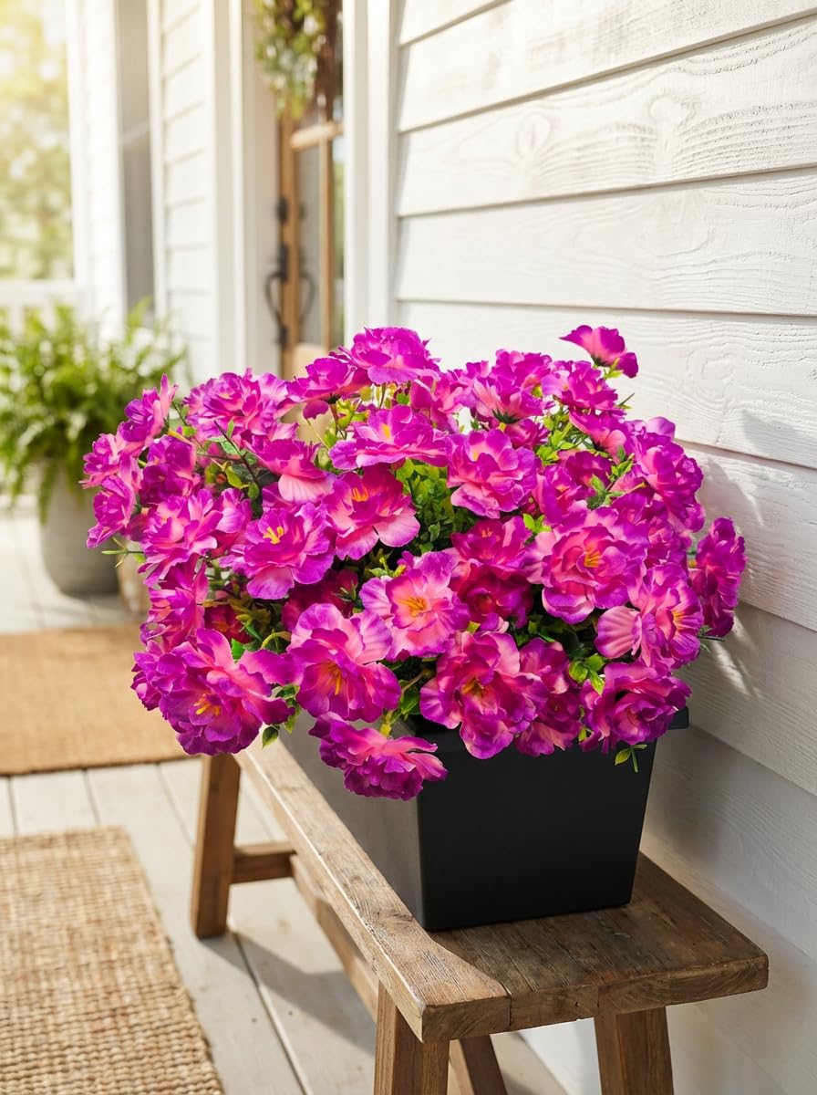12 Pack Artificial Hibiscus Flowers UV Resistant Fake Silk Flowers for Outdoors Hanging Baskets Porch Patio Garden Decor Faux Tropical Plants BST202
