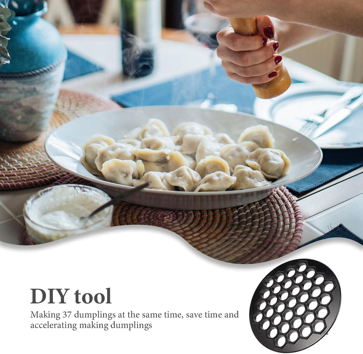 STOBAZA Dumpling Maker 37-Hole Dumpling Skin Mold Press 10.23 Inch Kitchen Tool for Fast Jiaozi Making Home and Restaurant Use 1 Pack BST202