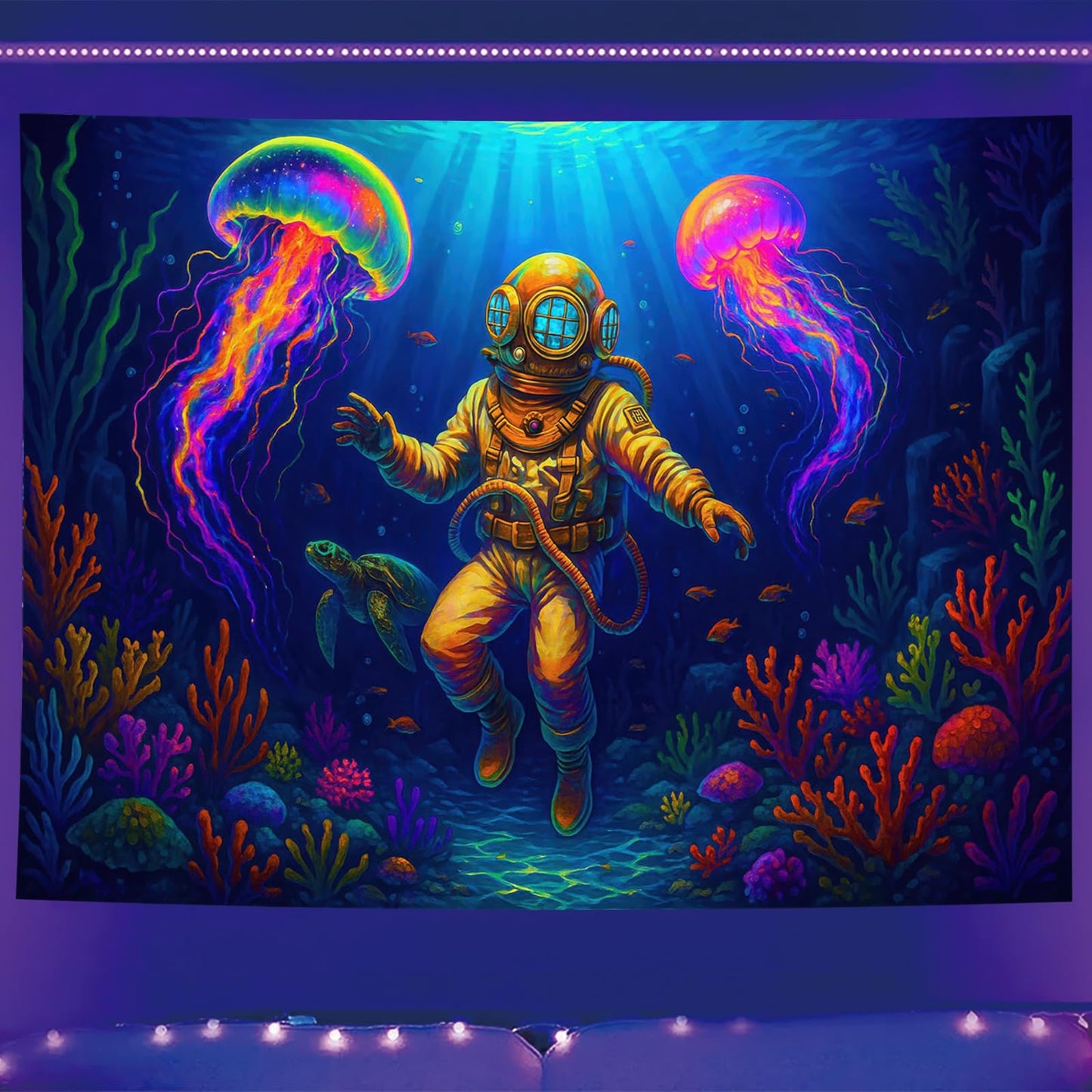 Starlit Patio Astronaut Blacklight Tapestry Trippy Forest Moon Vortex UV Reactive Galaxy Wall Hanging Psychedelic Space Poster Fluorescent Sci Fi Room Decor for Bedroom Dorm Gaming Lounge 78 x 59 Inch BST220