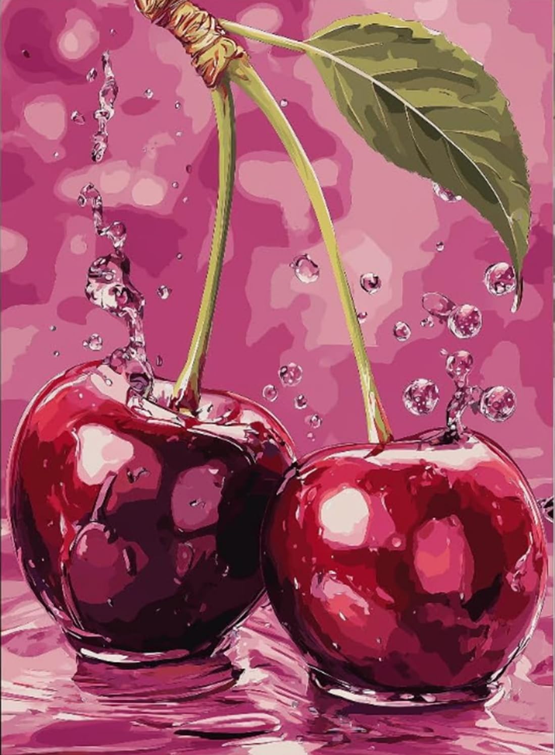 AIBOERL Cherry Diamond Art Kits for Adults,Cherry 5D Diamond Painting Kits for Adults Beginners,DIY Full Round Drill Diamond Dot Painting Gem Art Kits for Adult, Home Wall Decor 12x16Inch BST220