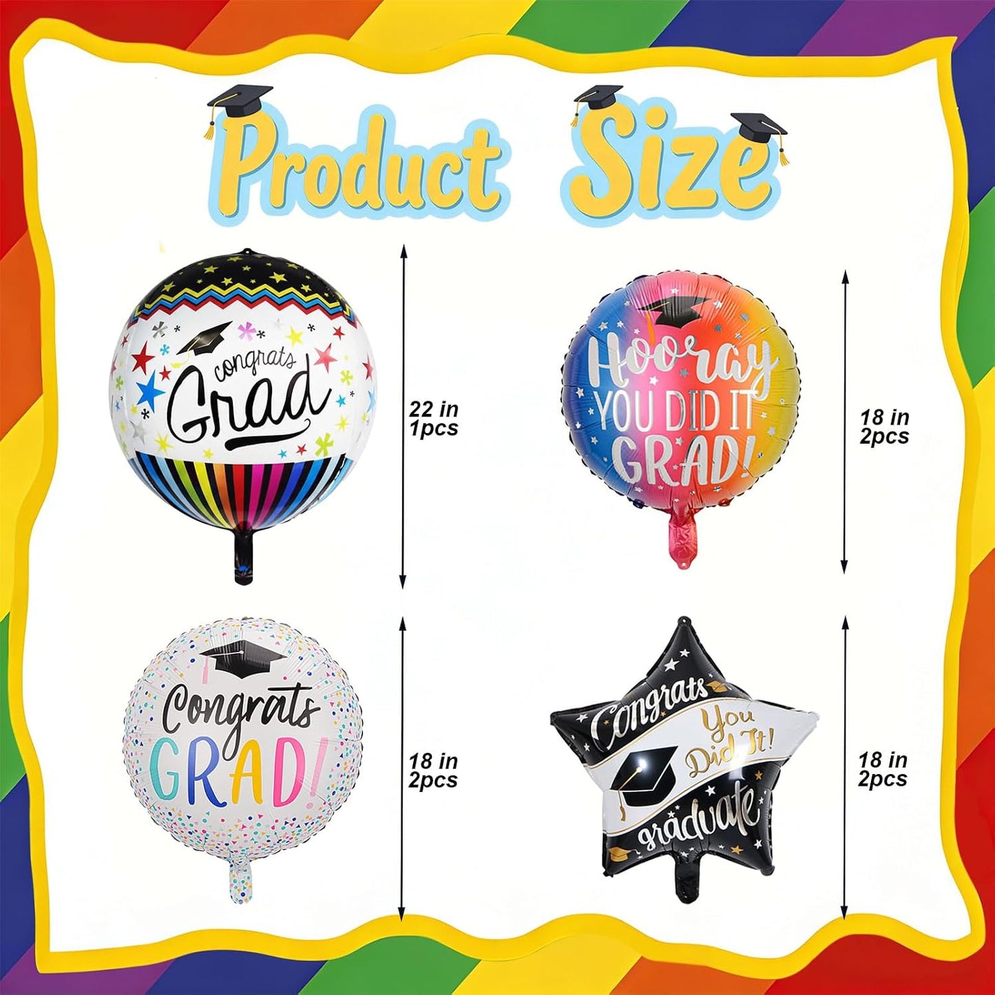 Congrats Grad Balloons - 4D Graduation Balloons for Graduation Decorations 2026 - Grad Balloon for Class of 2026 Decorations - Congrats Grad Party Decorations Supplies WN420