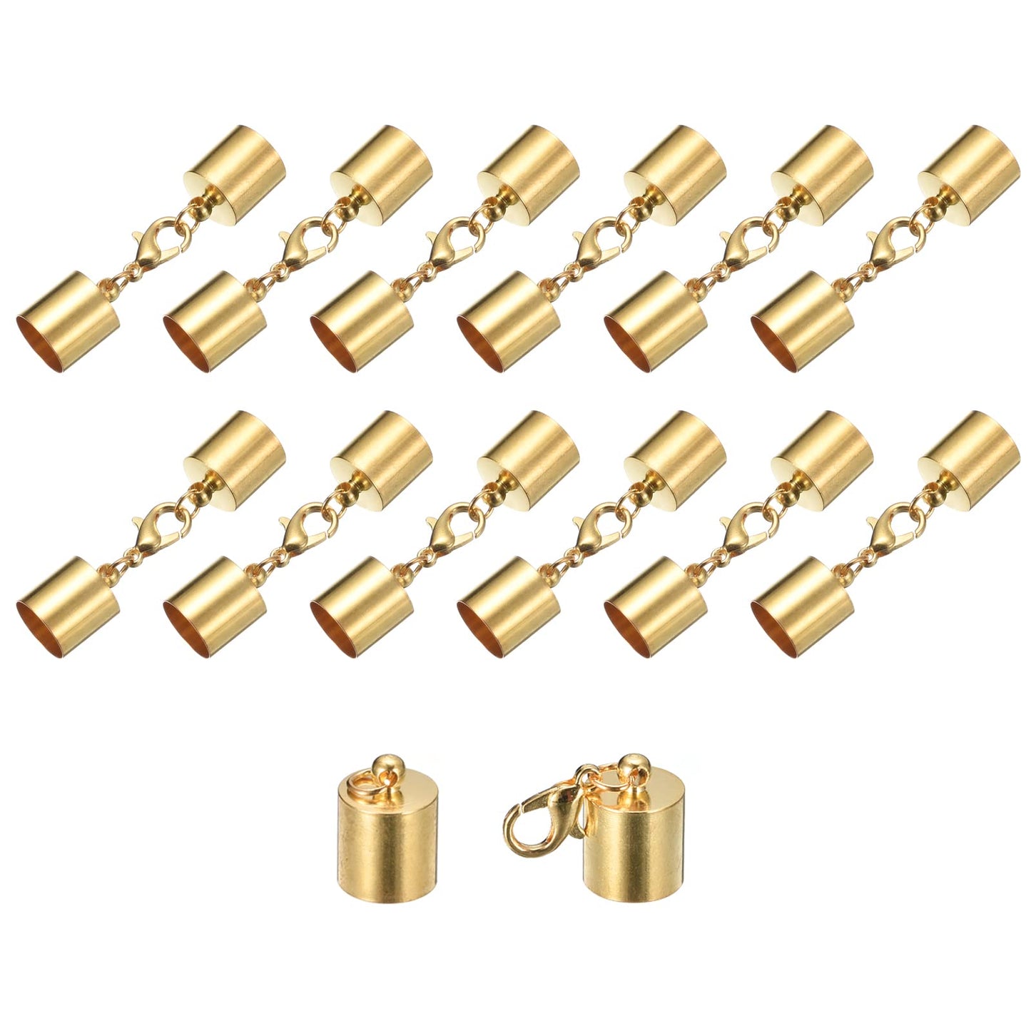 uxcell 20Sets Leather Cord End Caps with Lobster Claw Clasps Fit 4.5mm Cords, Barrel Terminators for DIY Making Leather Bracelets, Bronze Tone BST326L