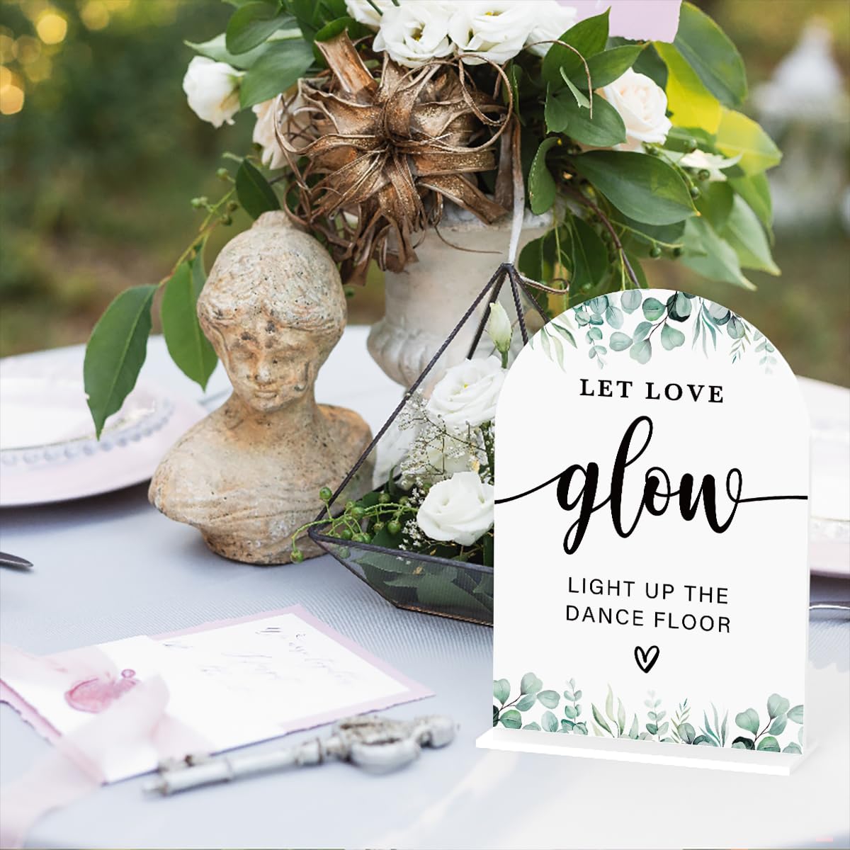 Acrylic Wedding Sign Bubble Send Off Signs for Ceremony Modern Calligraphy Arch Acrylic Table Top Signs for Wedding Reception and Event Party Table Decor (White Eucalyptus Leaves) BST326L