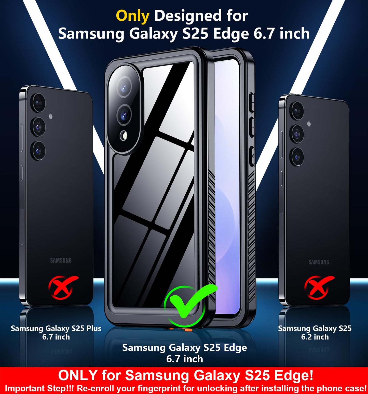 SPIDERCASE Designed for Samsung Galaxy S23 Case Waterproof,Built-in Screen & Camera Lens Protector[IP68 Underwater][Military Grade Shockproof] Full Body Protection Phone Case, Black/Clear WN420