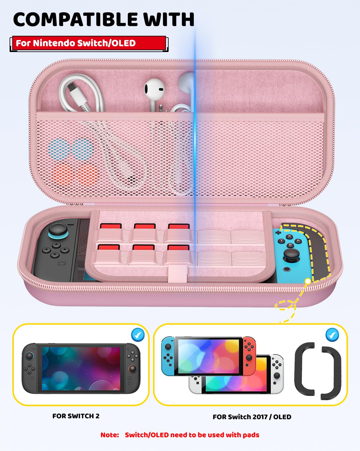 Klipdasse Switch 2 Carry Case for Nintendo Switch 2/1/OLED, Hard Shell with Soft Lining, 10 Game Card Slots, Silicone Handle, for Switch 2 Slim Case 2025 (Blue) WN420