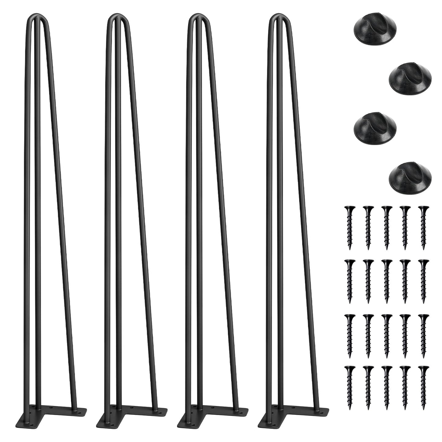 SMARTSTANDARD 16 Inch Hairpin Table Legs, 3 Steel Rods 1/2 Inch Pipe Diameter, 800lbs Load Capacity, Mid-Century Style for Coffee Table, Side Table, Night Stand (Black, 4PCS) BST220