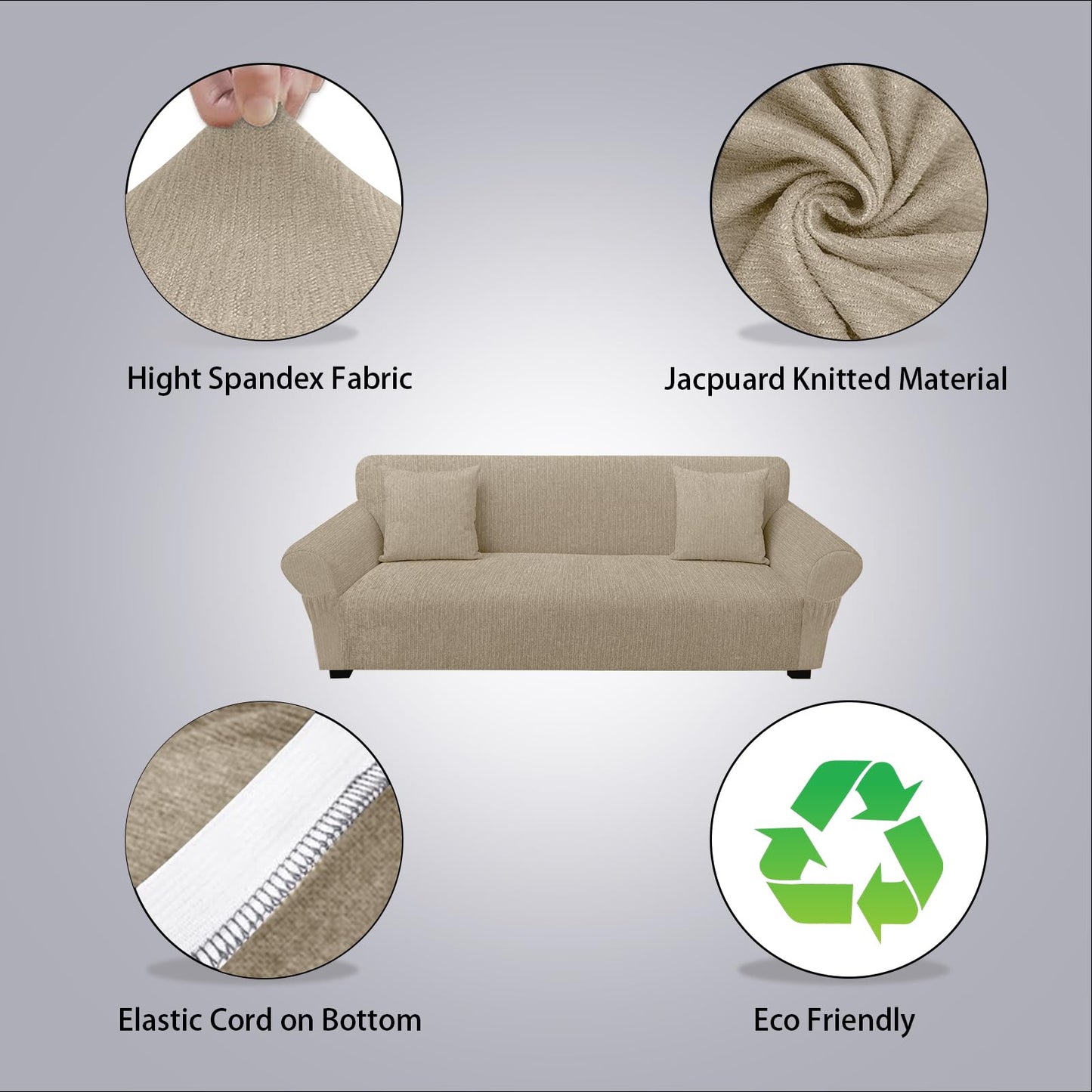 Sofa Slipcover with 2 Pillow Cover for 3 Cushion Couch, Non Slip Furniture Protector with Elastic Bottom, Washable Sofa Cover for Kids, Pets (Sofa, Navy) BST326H