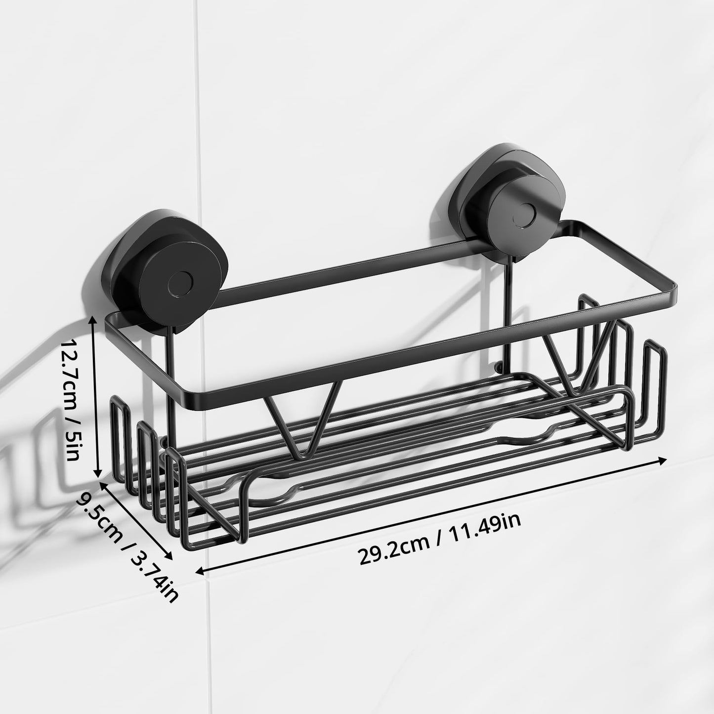 KEGII Shower Caddy Suction Cup with 6 Hooks, Stainless Steel Bathroom Organizer N29