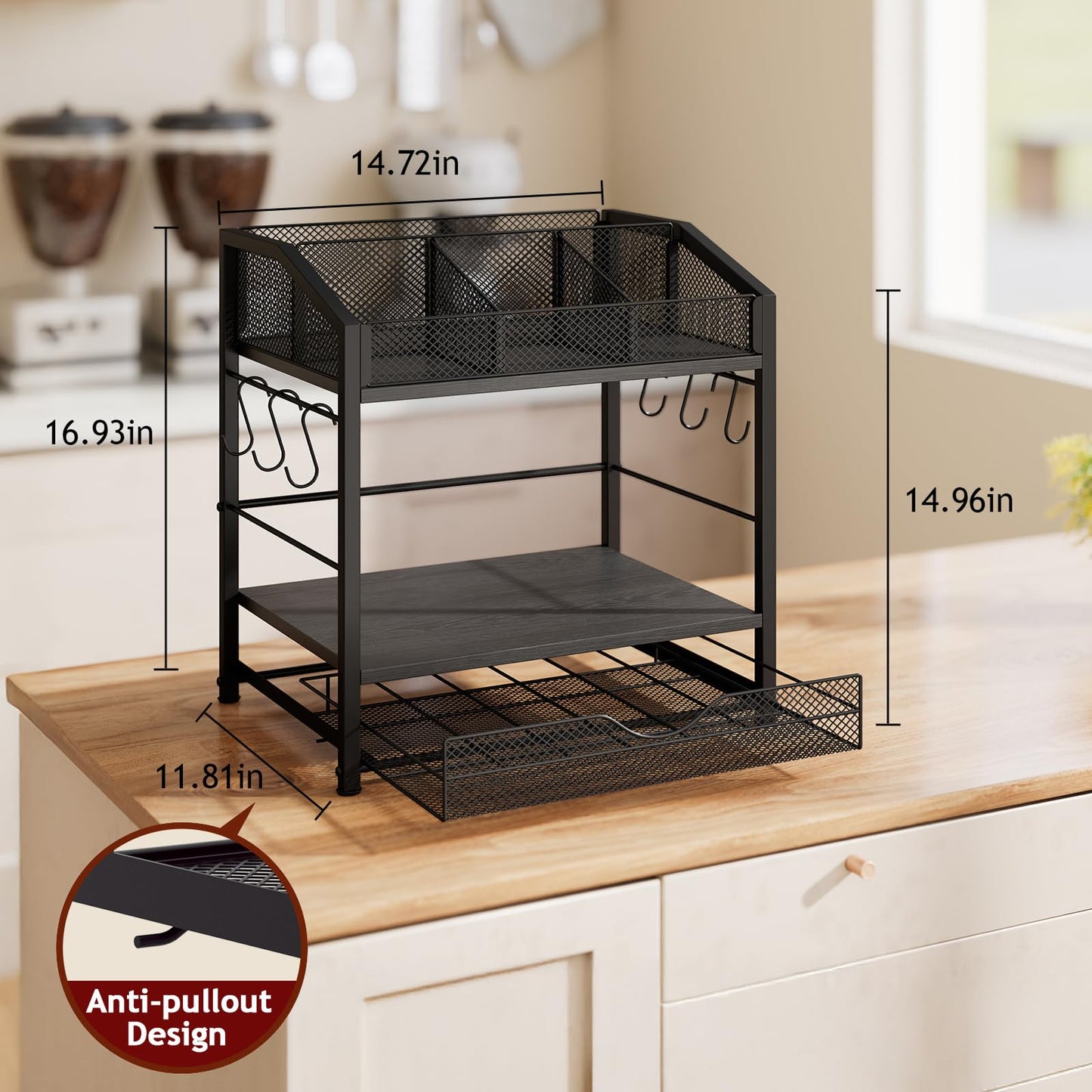 Homsorout Coffee Bar Organizer - Countertop Coffee Station N28