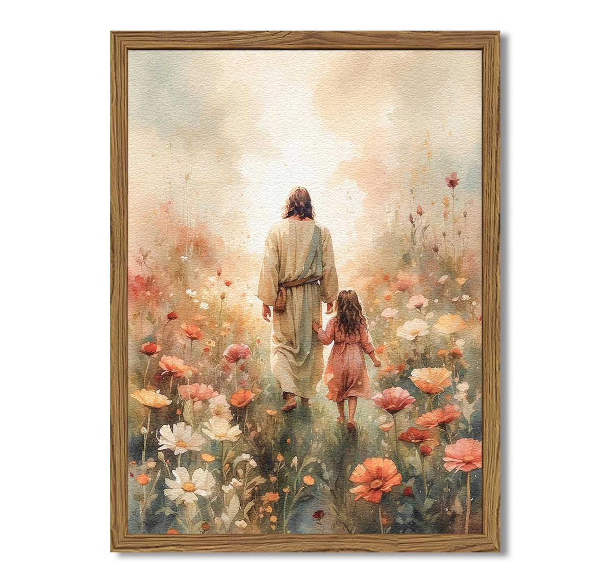 Framed 3D Textured Jesus Embracing Woman Wall Art, Jesus Hugging Woman Wall Decor Hand Drawn Sandstone Religious Christian Bible Painting Pictures for Bedroom Living Prayer Room 12x16 in Wood Framed BST202