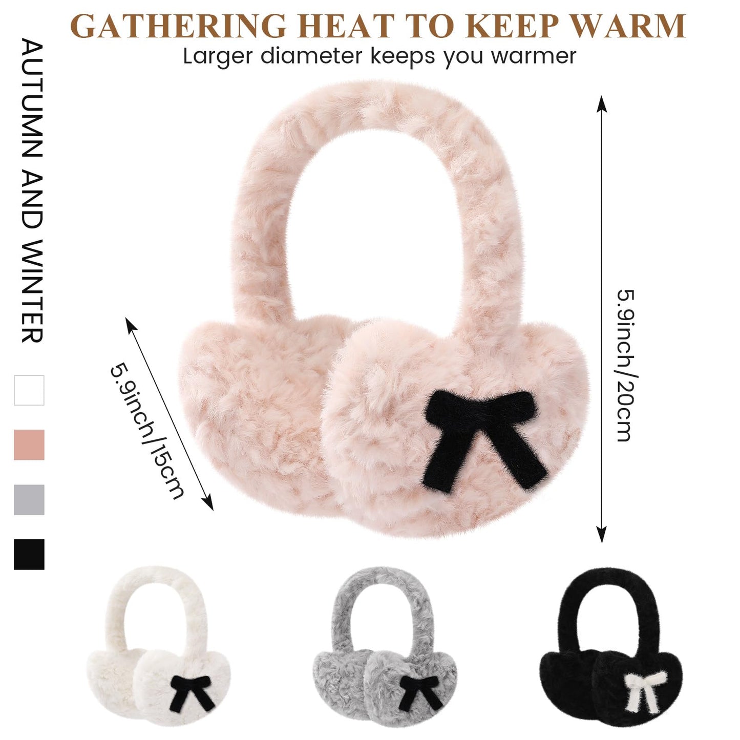 Valentines Day Gifts for Her Earmuffs for Women, Foldable & Fuzzy Ear Muffs for Outdoor Activities WN420