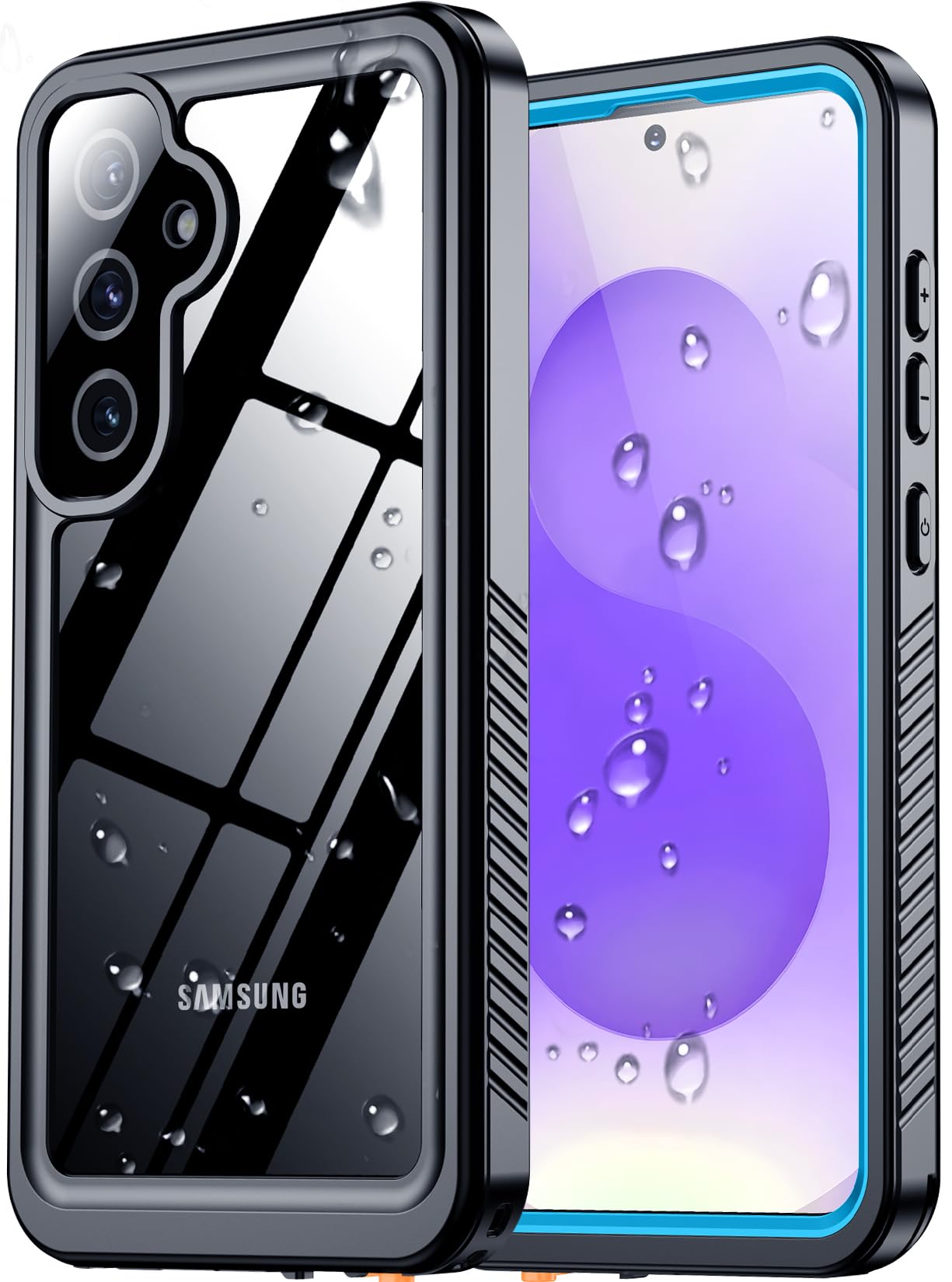 SPIDERCASE Designed for Samsung Galaxy S23 Case Waterproof,Built-in Screen & Camera Lens Protector[IP68 Underwater][Military Grade Shockproof] Full Body Protection Phone Case, Black/Clear WN420