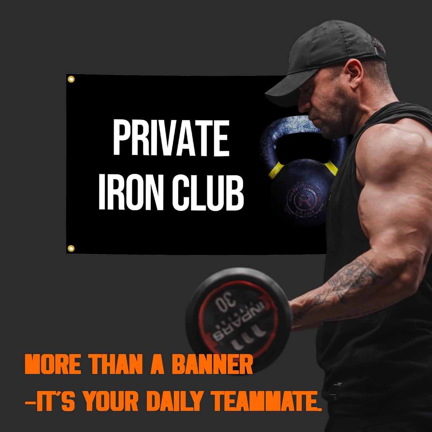 Lyeedoom Private Iron Club Motivational Gym Banner 5x3FT | Inspirational Fitness Wall Art, For Home Gym Garage Office Dorm Room, Exercise Encouragement Tapestry, Positive Quotes BST202