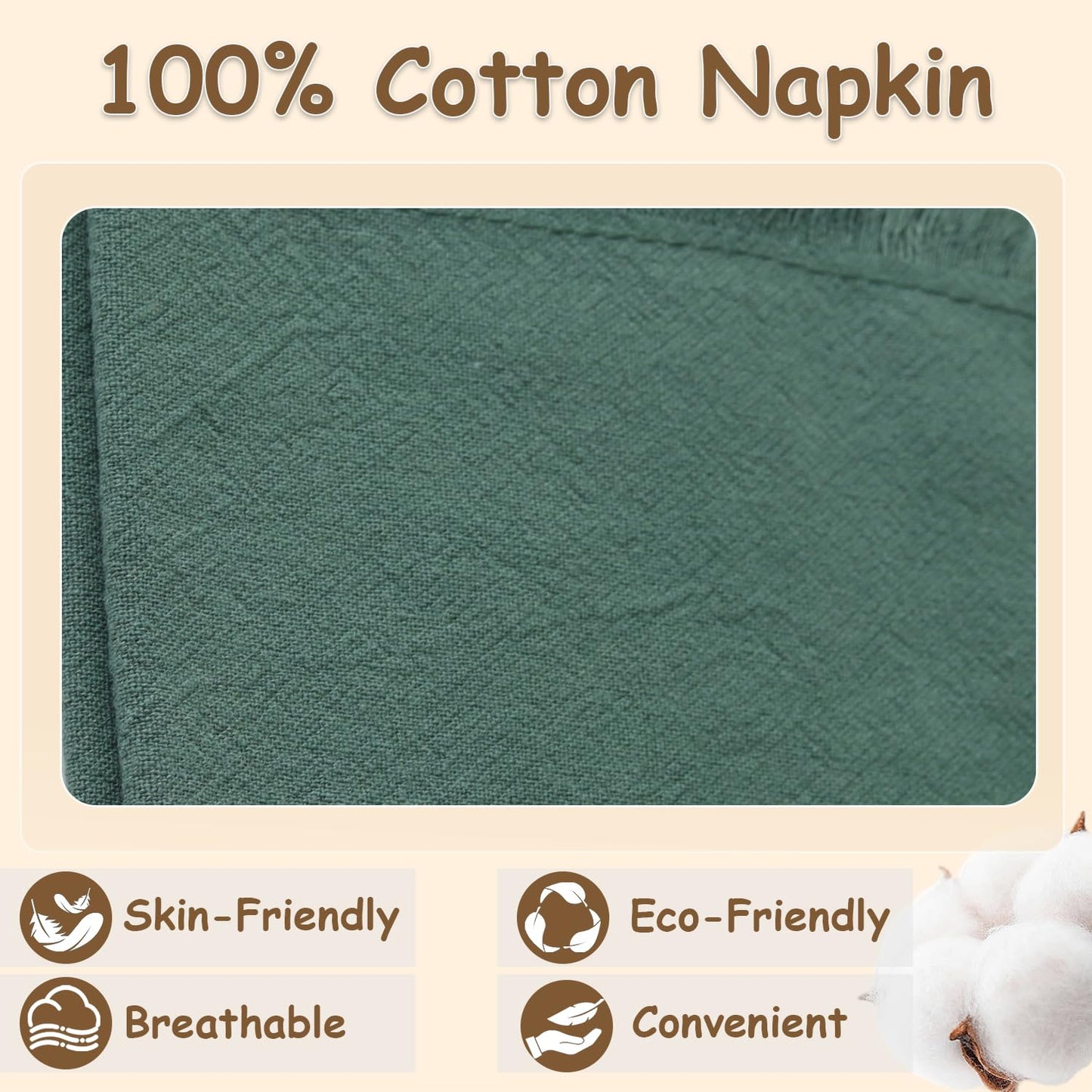 Eco Hanky 10x10in Reusable Small Cotton Napkins (Rustic Fringe), LPK,6pk | Ideal for Kids Napkins for Lunch, Suitable for Dinners, Weddings, Birthday, Cocktail Parties BST220