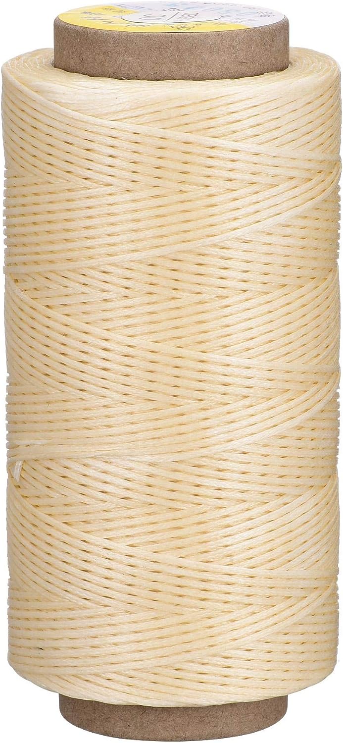 uxcell Leather Sewing Thread 186 Yards 210D/1mm Polyester Waxed Cord for Manual Sewing, Wheat BST326H