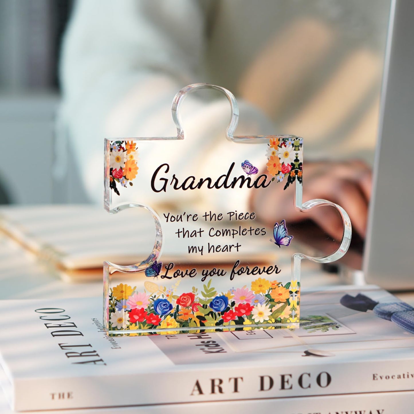 ADDWel Mothers Day Gifts for Grandma - Great Grandma Gifts from Grandkids - Cute Presents for Grandma Birthday Christmas Stocking Stuffers Thanksgiving - Fancy Engraved Acrylic Block Puzzle Piece BST326H